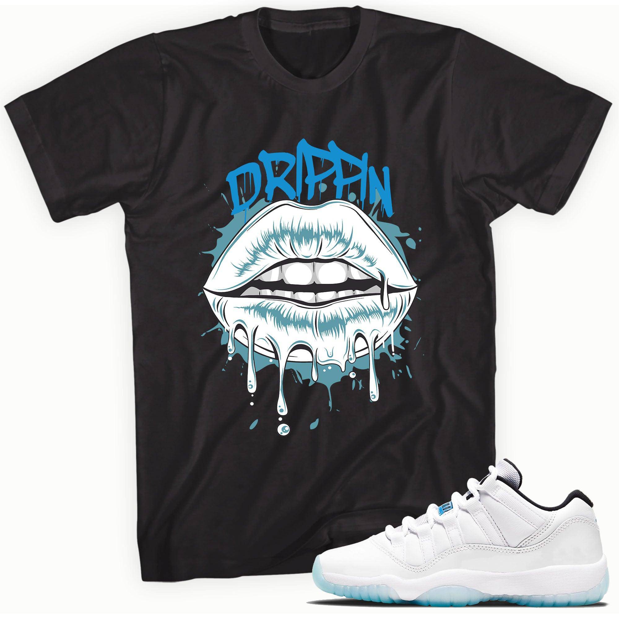 11s Low Legend Blue Shirt Drippin Lips