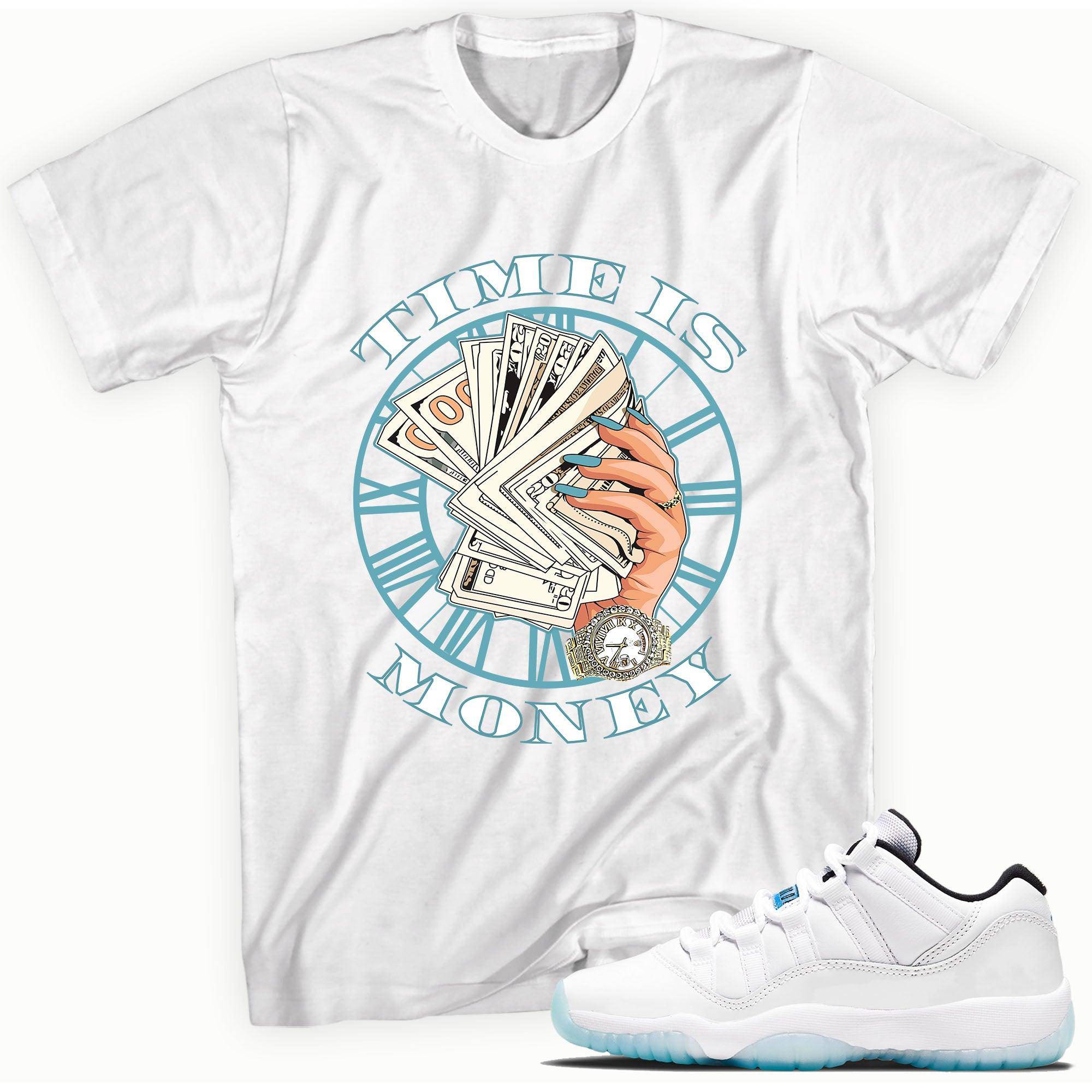 11s Low Legend Blue Shirt Time is Money