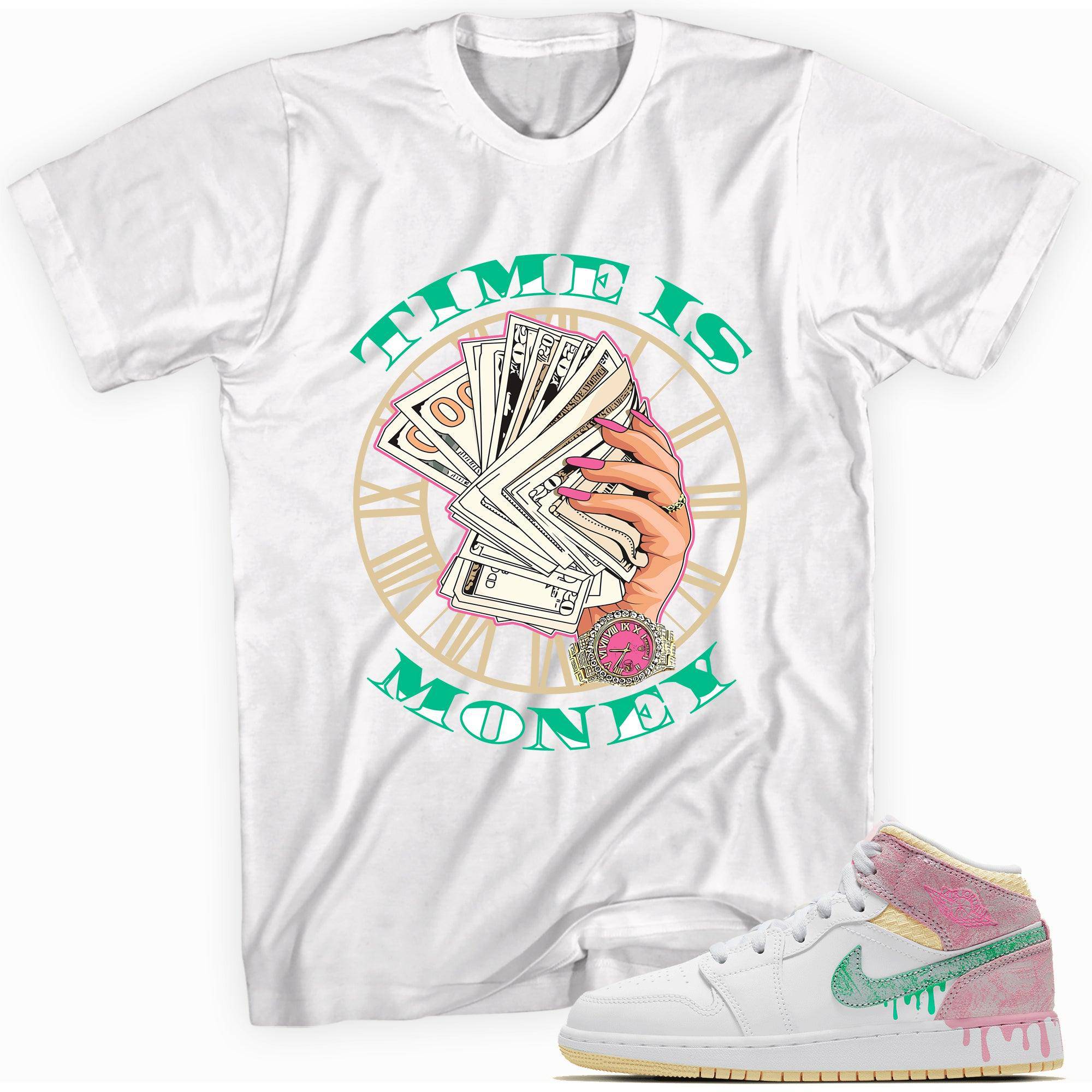 1s Mid Paint Drip (GS) Shirt Time Is Money