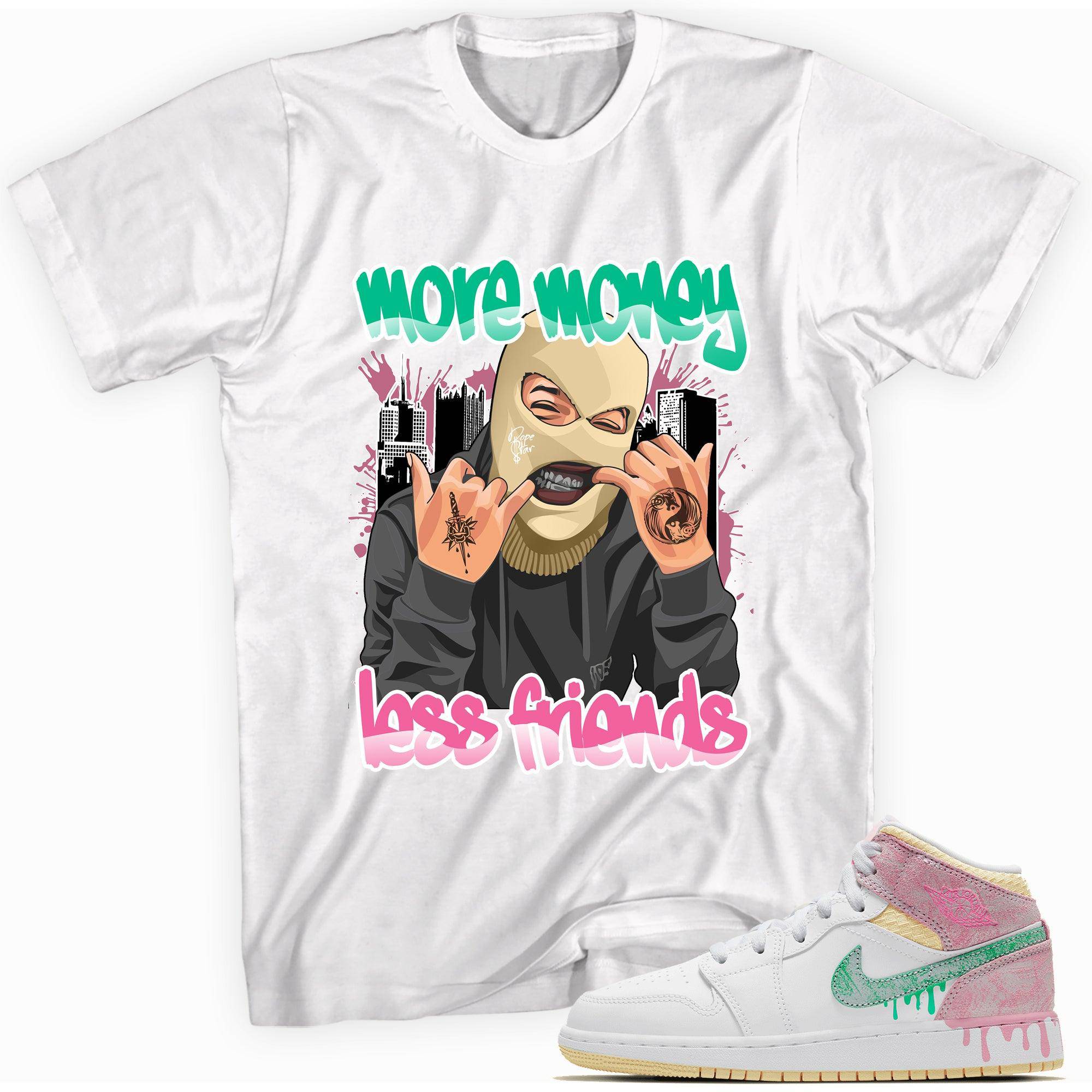 1 Mid Paint Drip (GS) Shirt More Money Less Friends