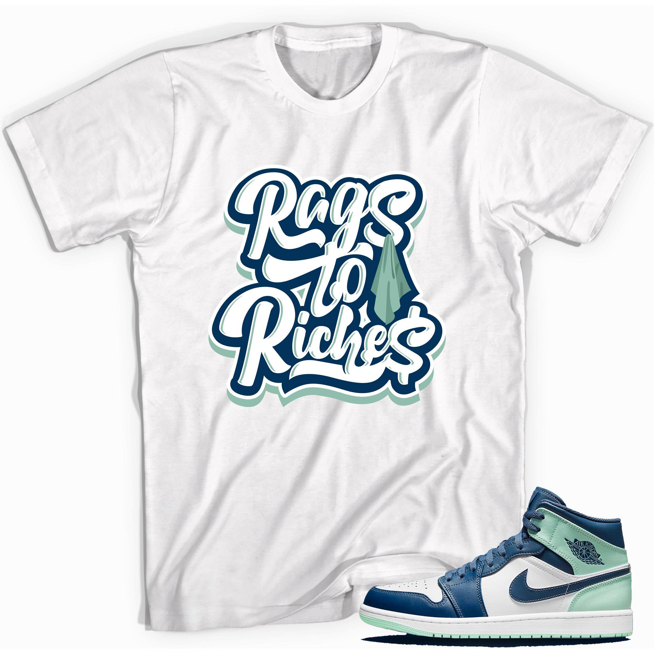 1 Mid Mystic Navy Mint Foam Shirt Rags To Riches