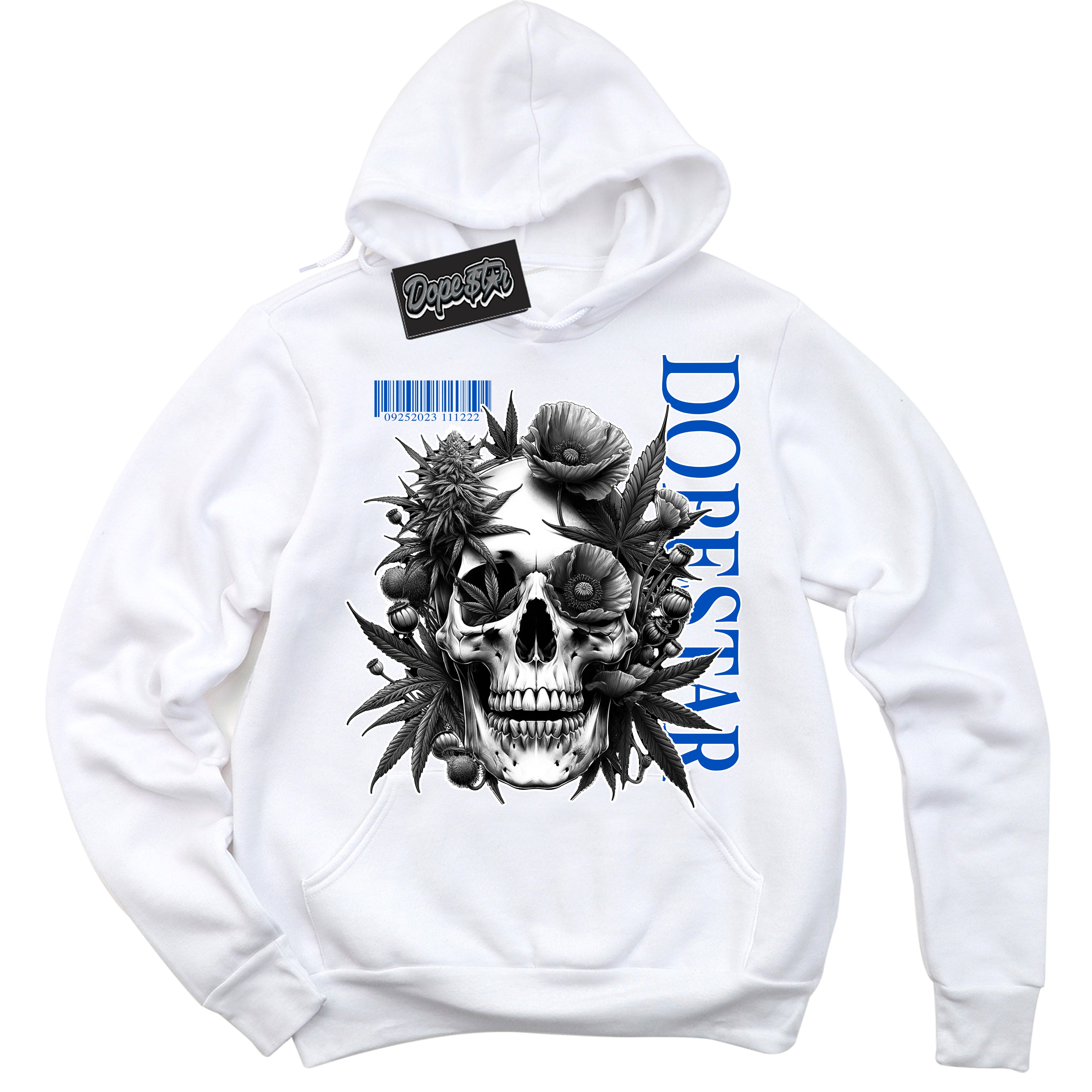 Cool White Hoodie with “ Skull Poppies ”  design that Perfectly Matches Quai 54 1s Sneakers.