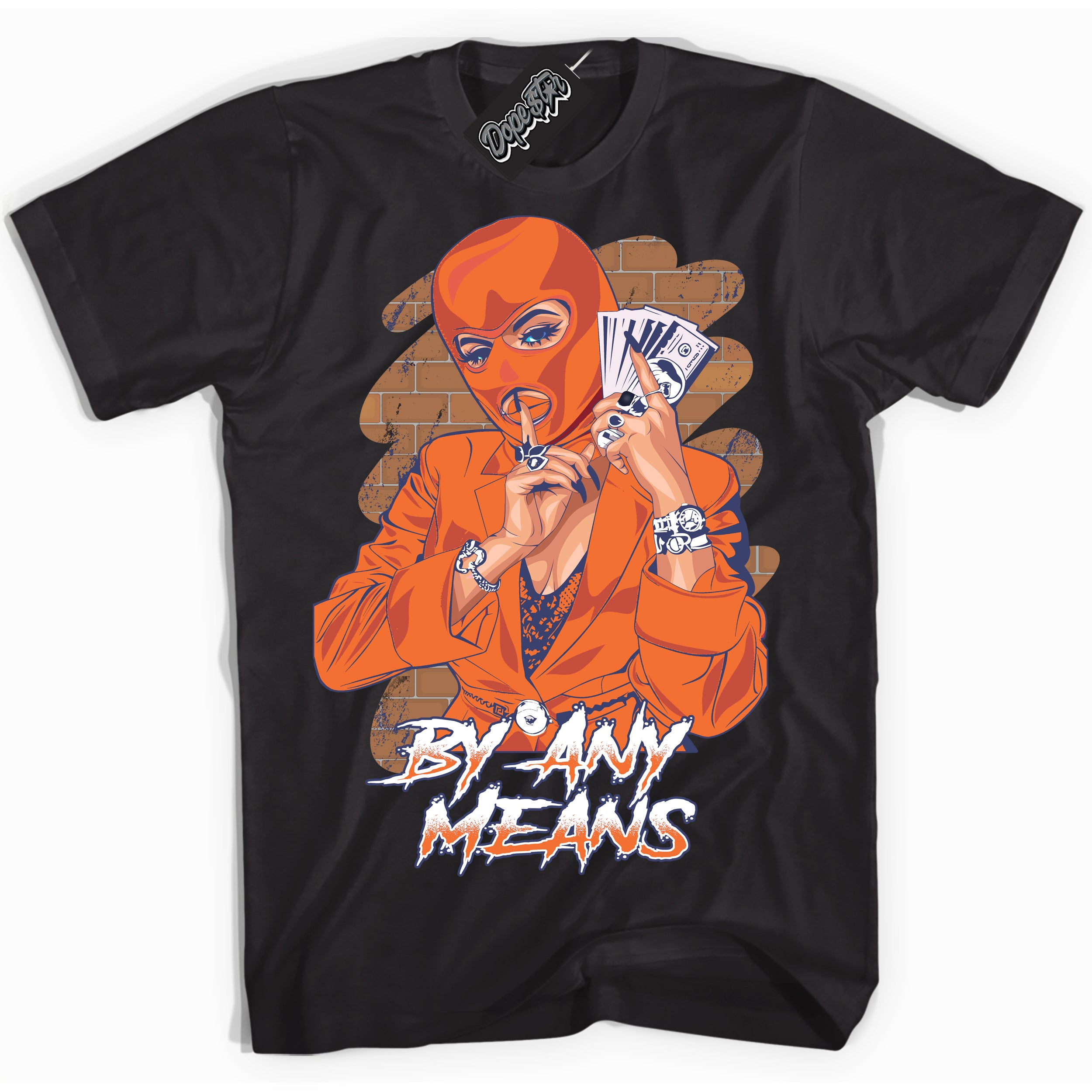 Cool Black Shirt with “ By Any Means ” design that perfectly matches Low Knicks.