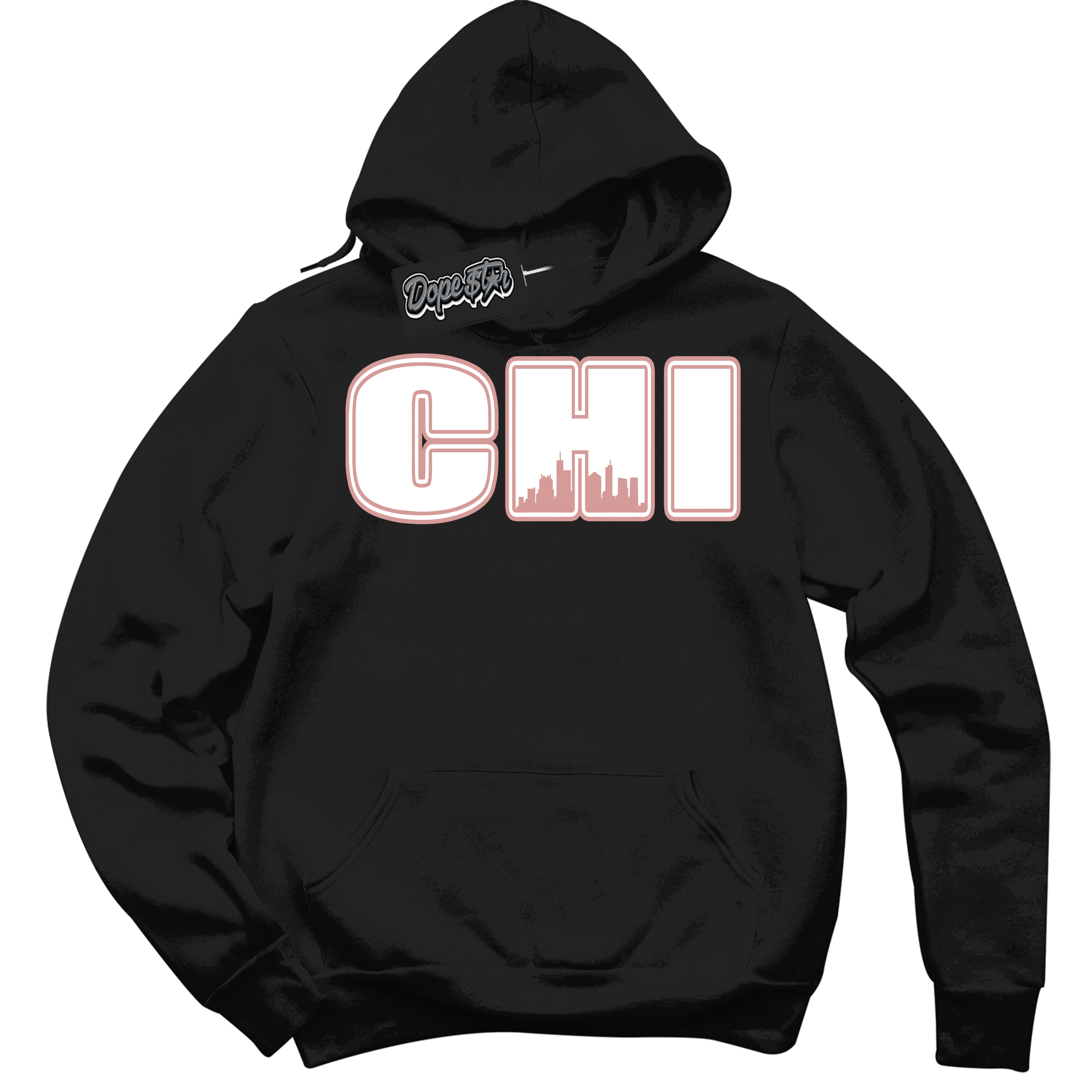 Cool Black Hoodie with “ Chicago ”  design that Perfectly Matches Legend Pink 11s Jordans.