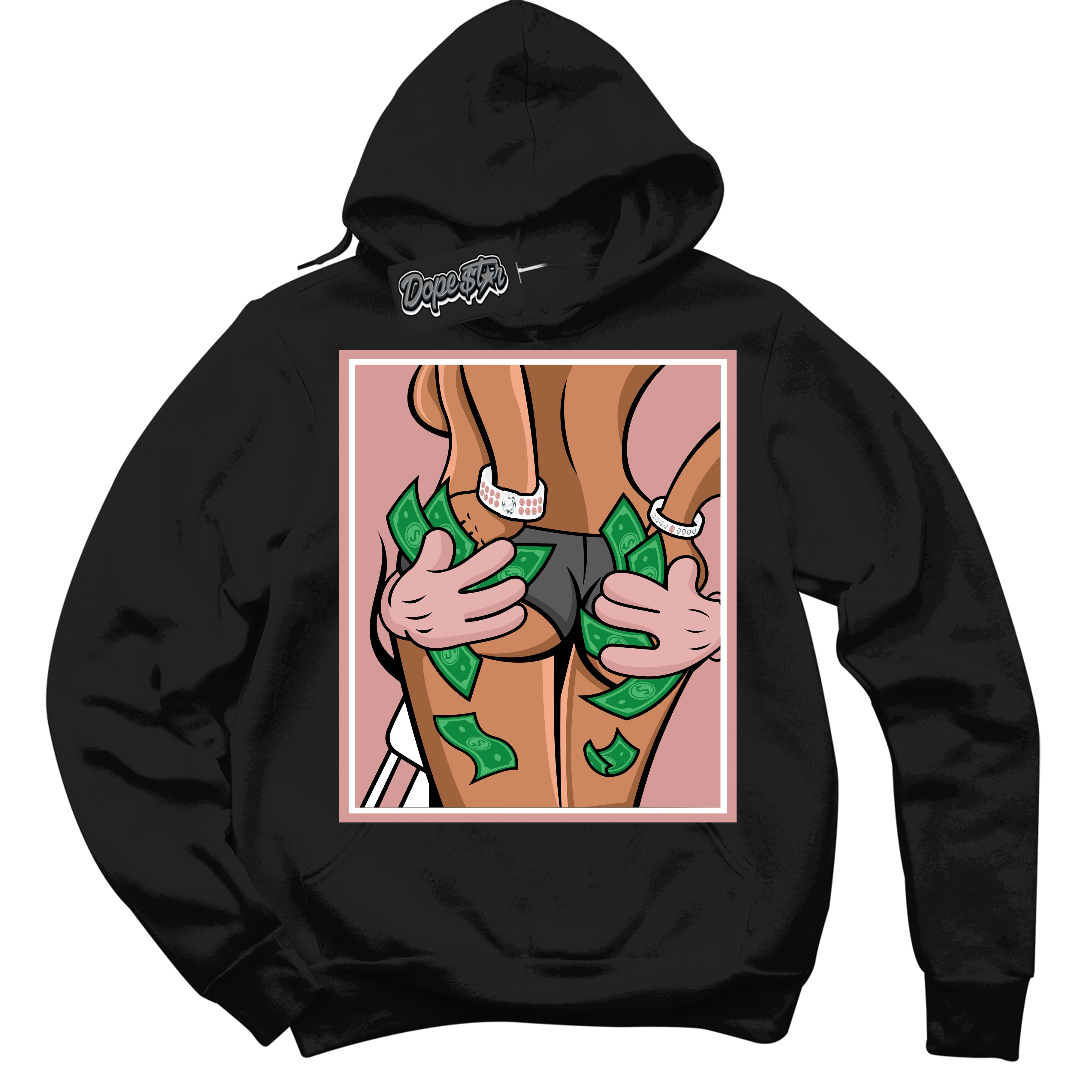 Cool Black Hoodie with “ Money Hands ”  design that Perfectly Matches Legend Pink 11s Jordans.