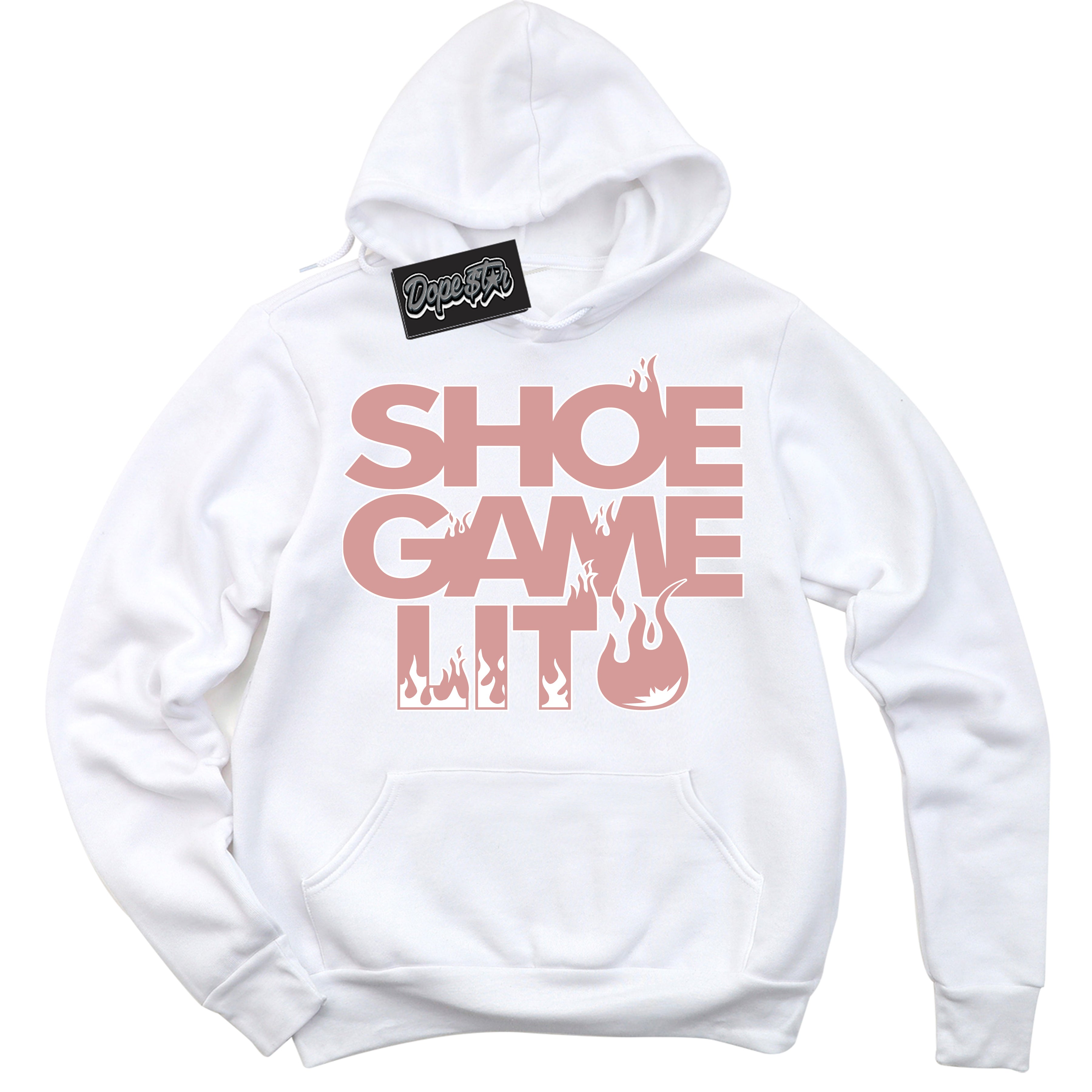 Cool White Hoodie with “ Shoe Game Lit ”  design that Perfectly Matches Legend Pink 11s Jordans.