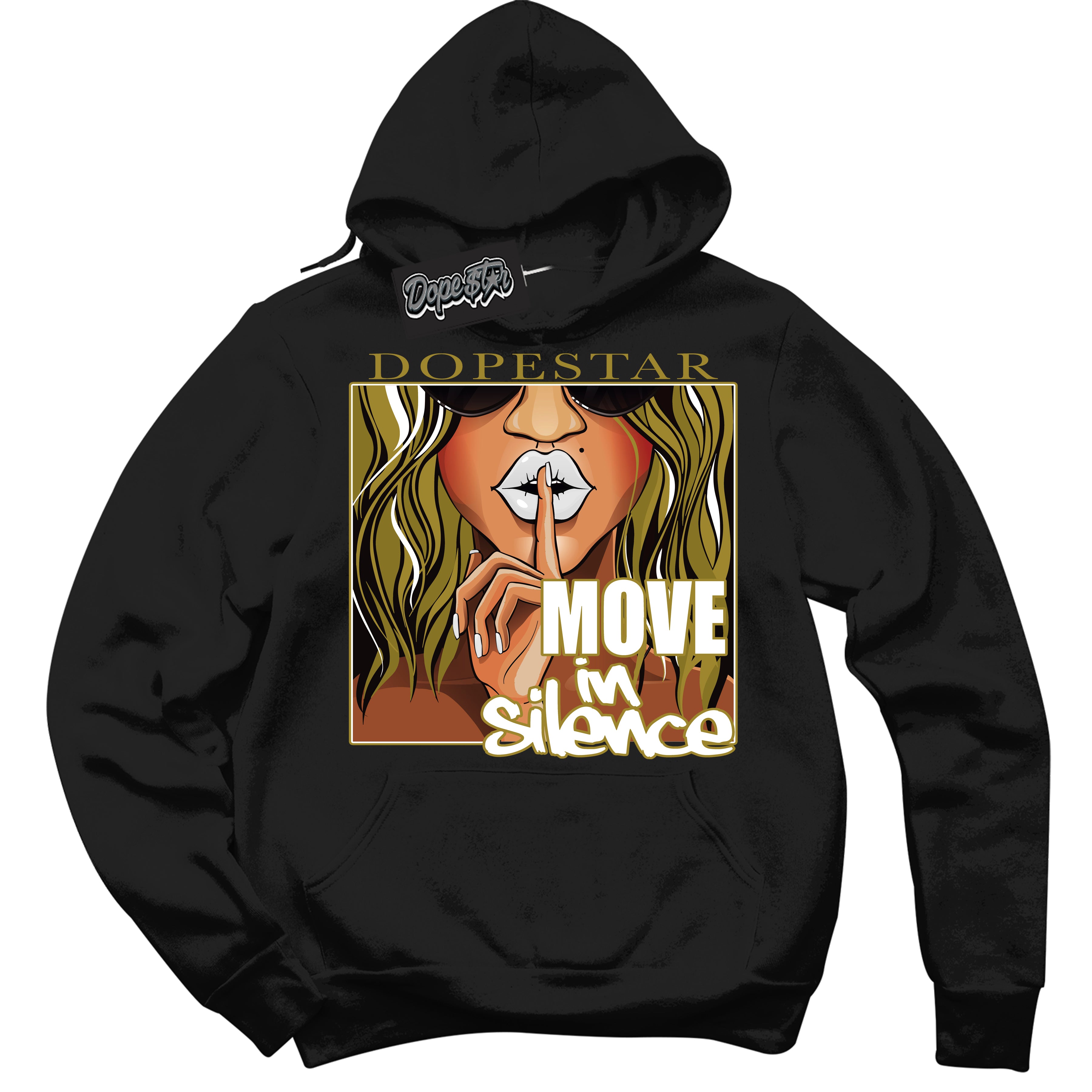 Cool Black Hoodie with “ Move In Silence ”  design that Perfectly Matches Pacific Moss Dunks.