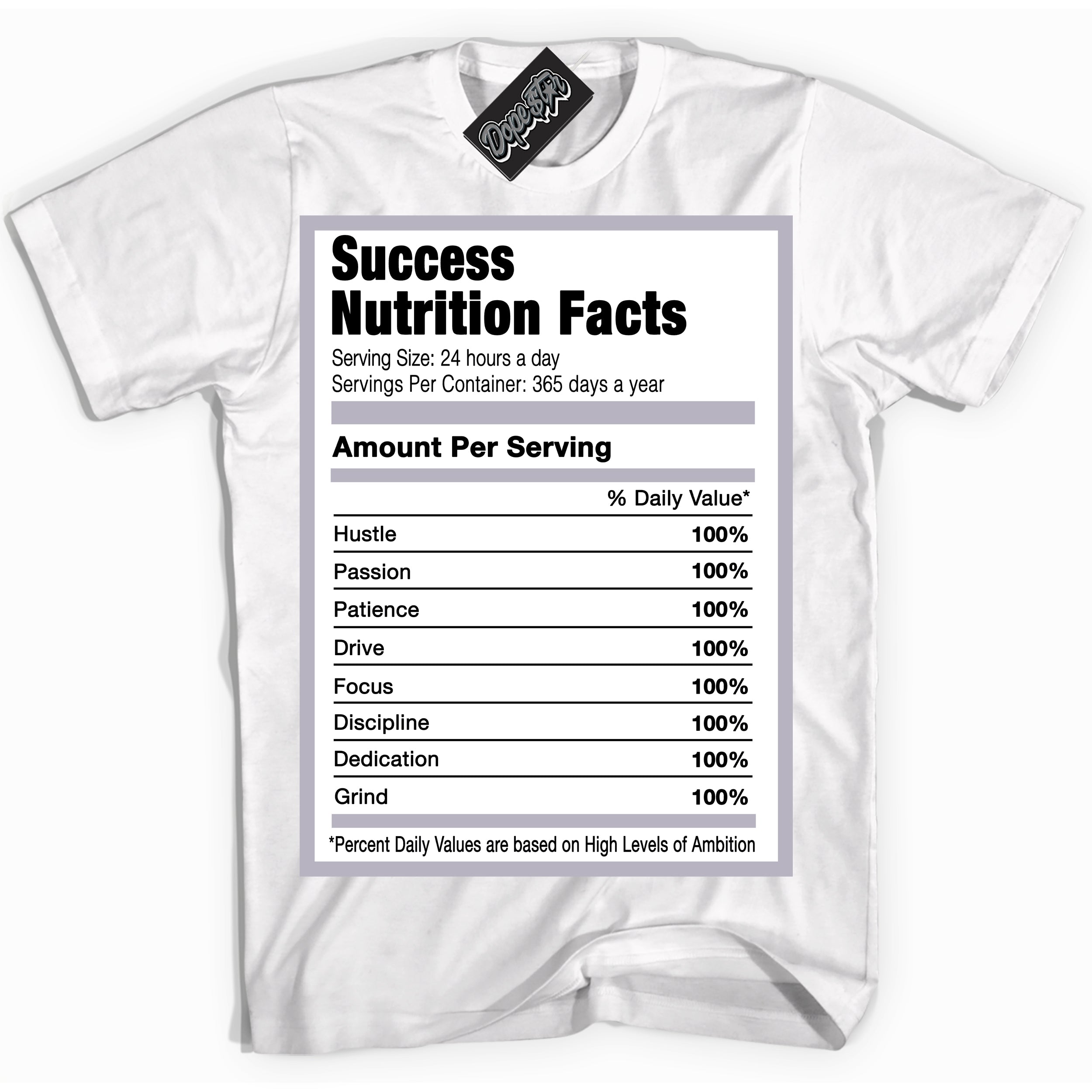 Cool White Shirt with “ Success Nutrition ” design that perfectly matches OG Barons 1s Jordans.