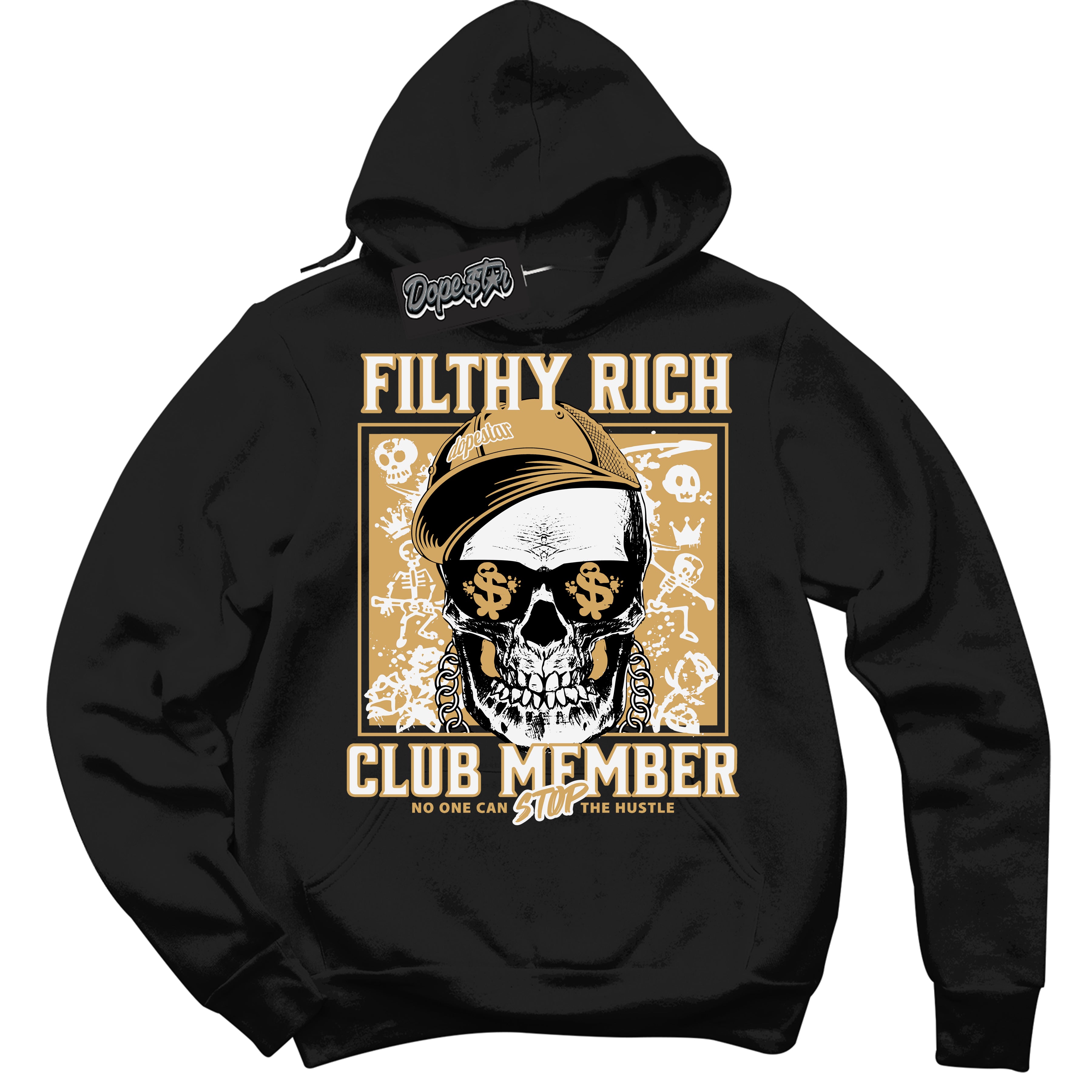 Cool Black Hoodie with “ Filthy Rich ” design that Perfectly Matches Craft Paris 6s Jordans.