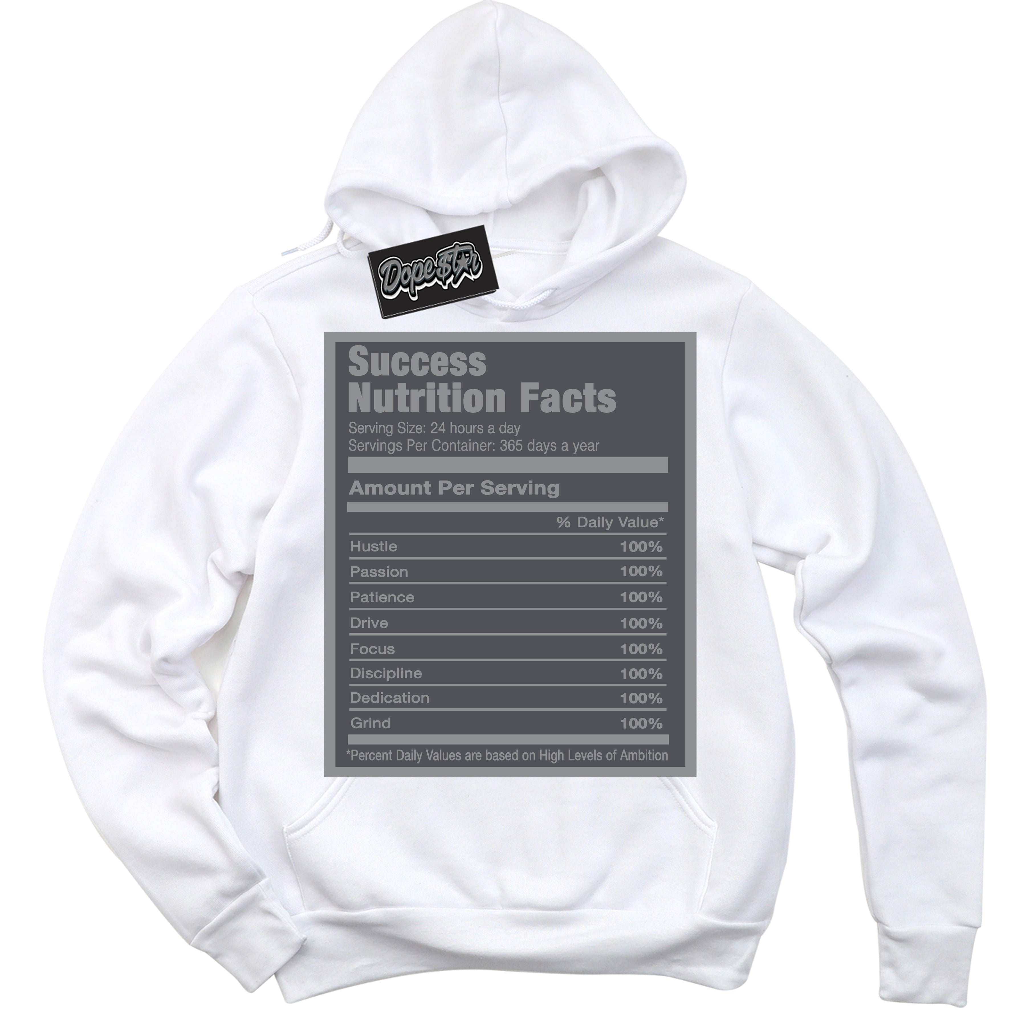 Cool White Hoodie with “ Success Nutrition ”  design that Perfectly Matches Paris Olympics Wet Cement 4s Jordans.