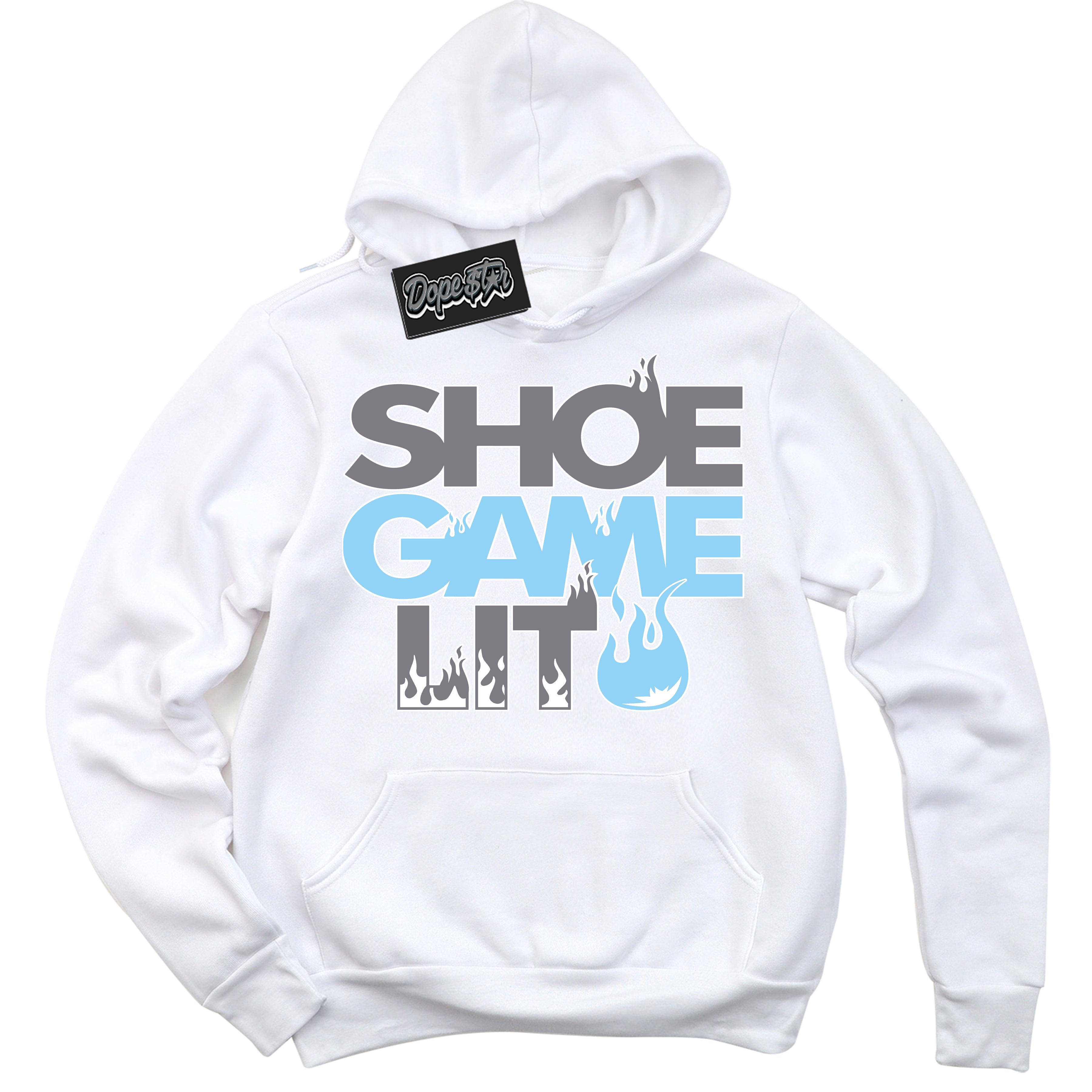 Cool White Hoodie with “ Shoe Game Lit '' design that Perfectly Matches  Cement Grey 11s Sneakers.