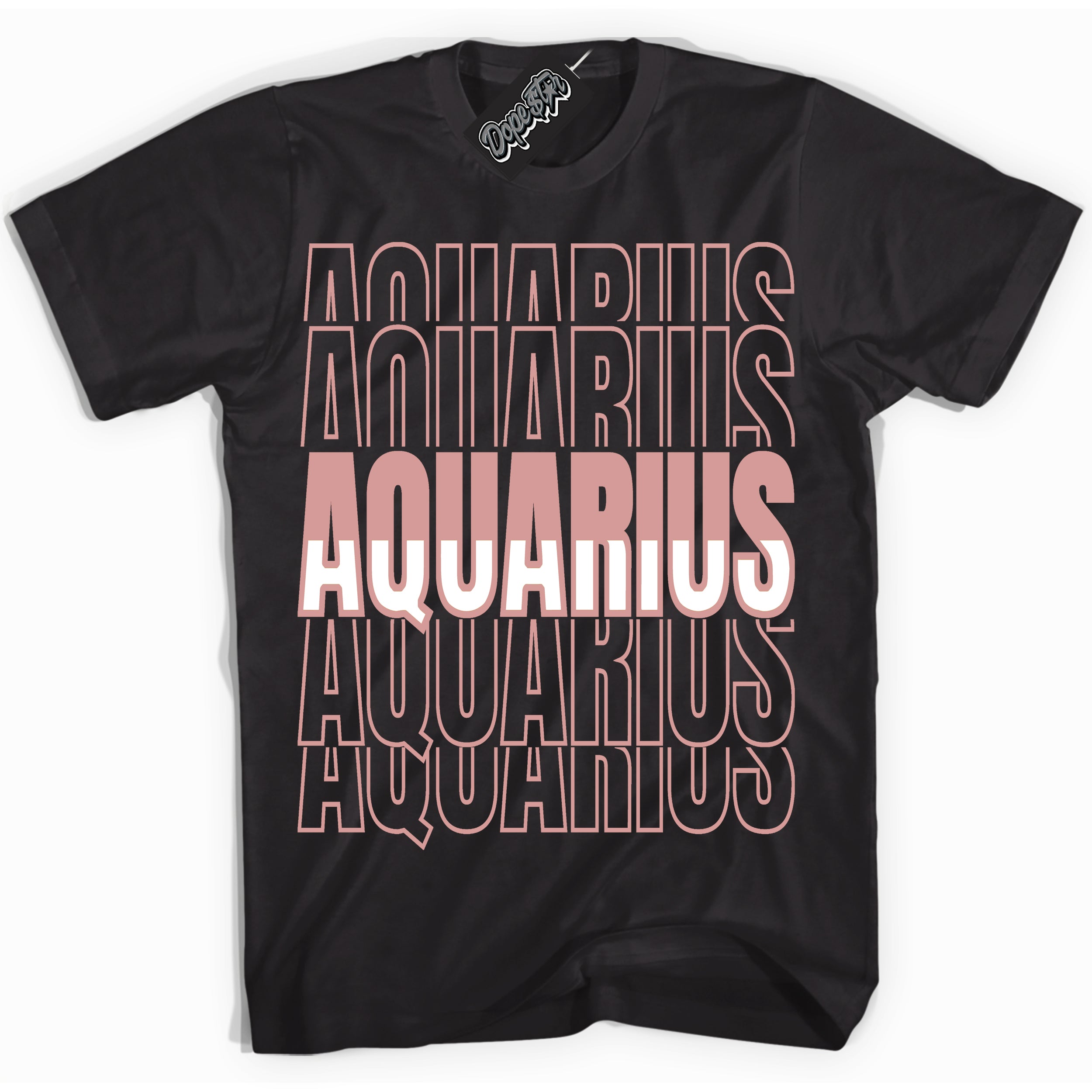 Cool Black Shirt with “ Aquarius ” design that perfectly matches Legend Pink 11s Jordans.