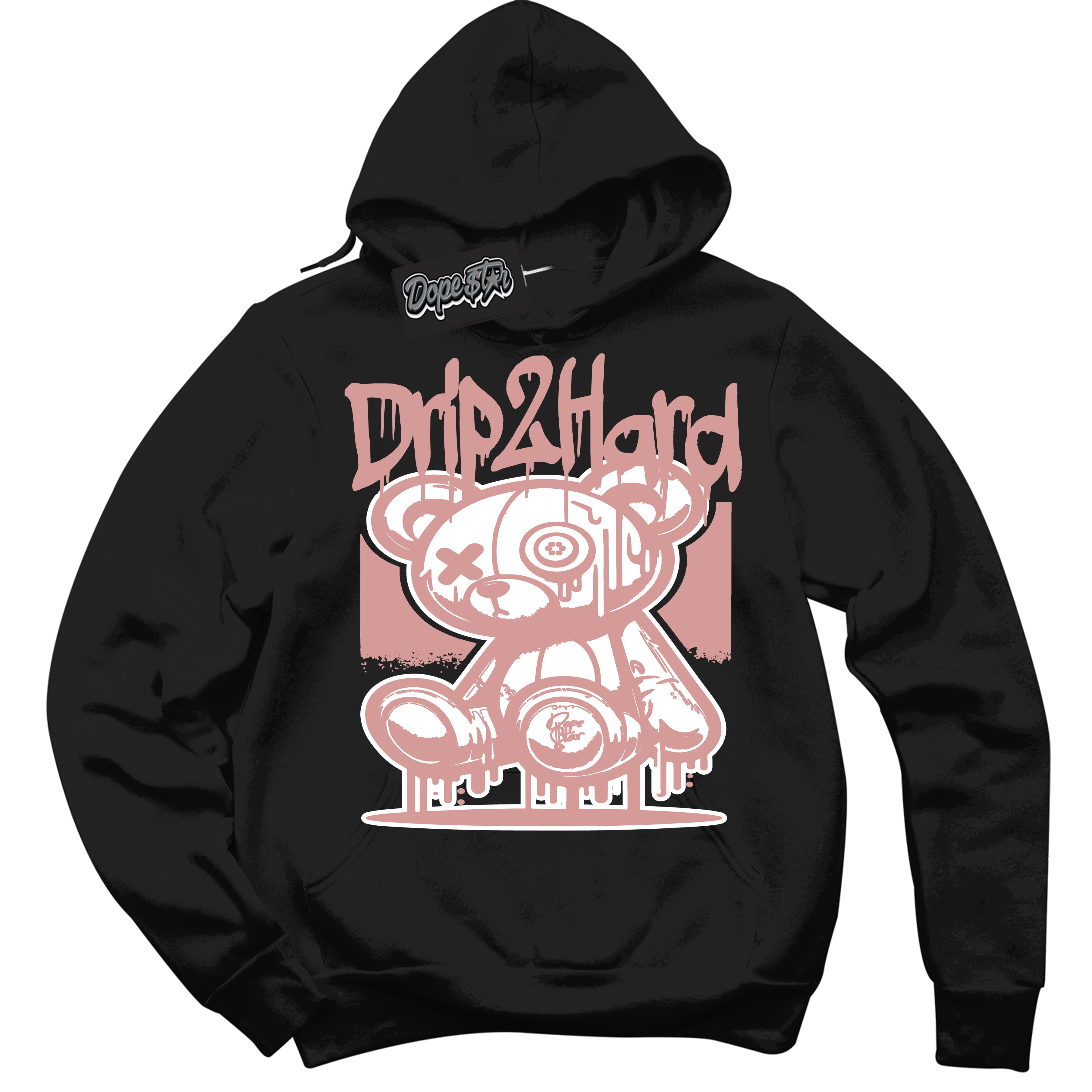 Cool Black Hoodie with “ Drip 2 Hard ”  design that Perfectly Matches Legend Pink 11s Jordans.