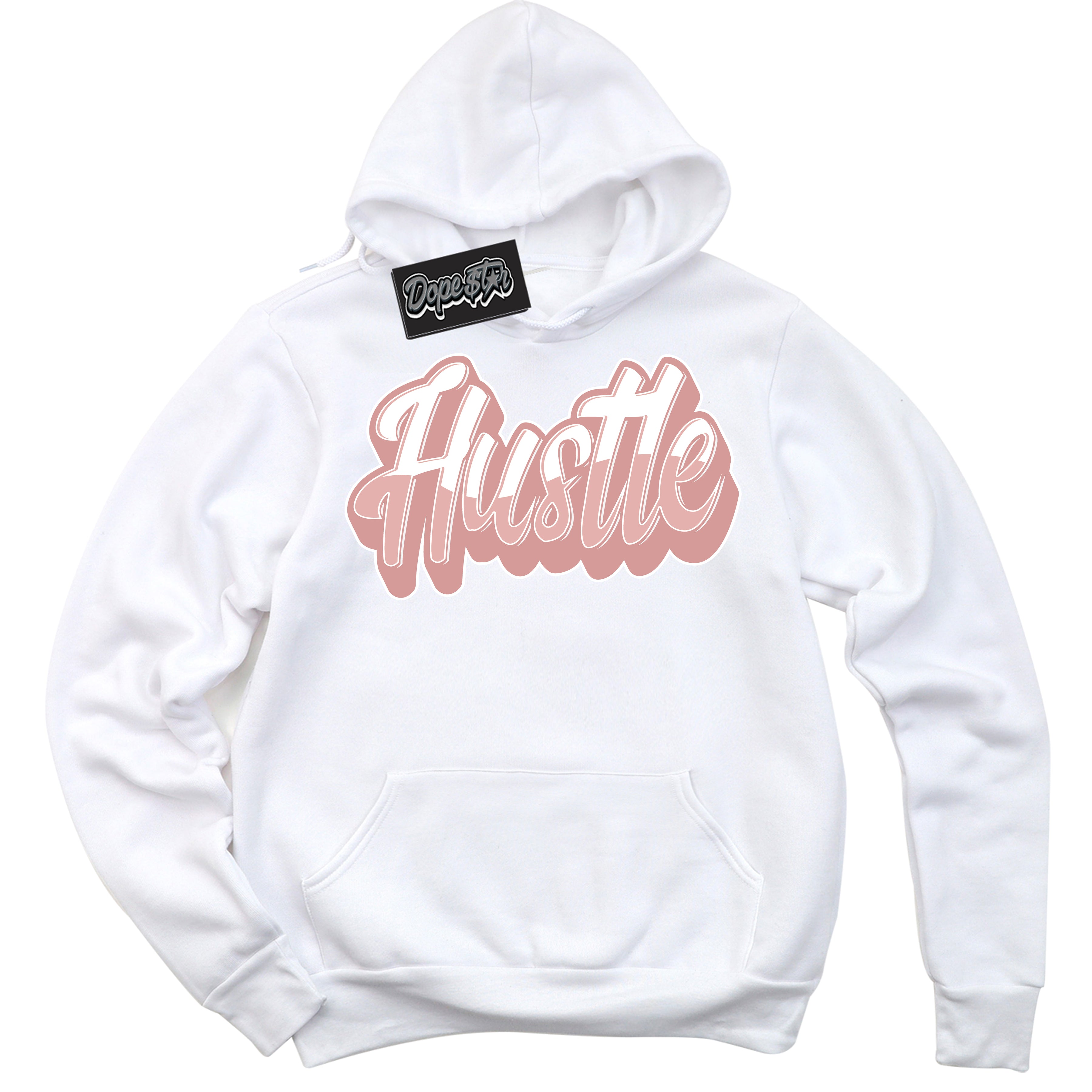 Cool White Hoodie with “ Hustle ”  design that Perfectly Matches Legend Pink 11s Jordans.