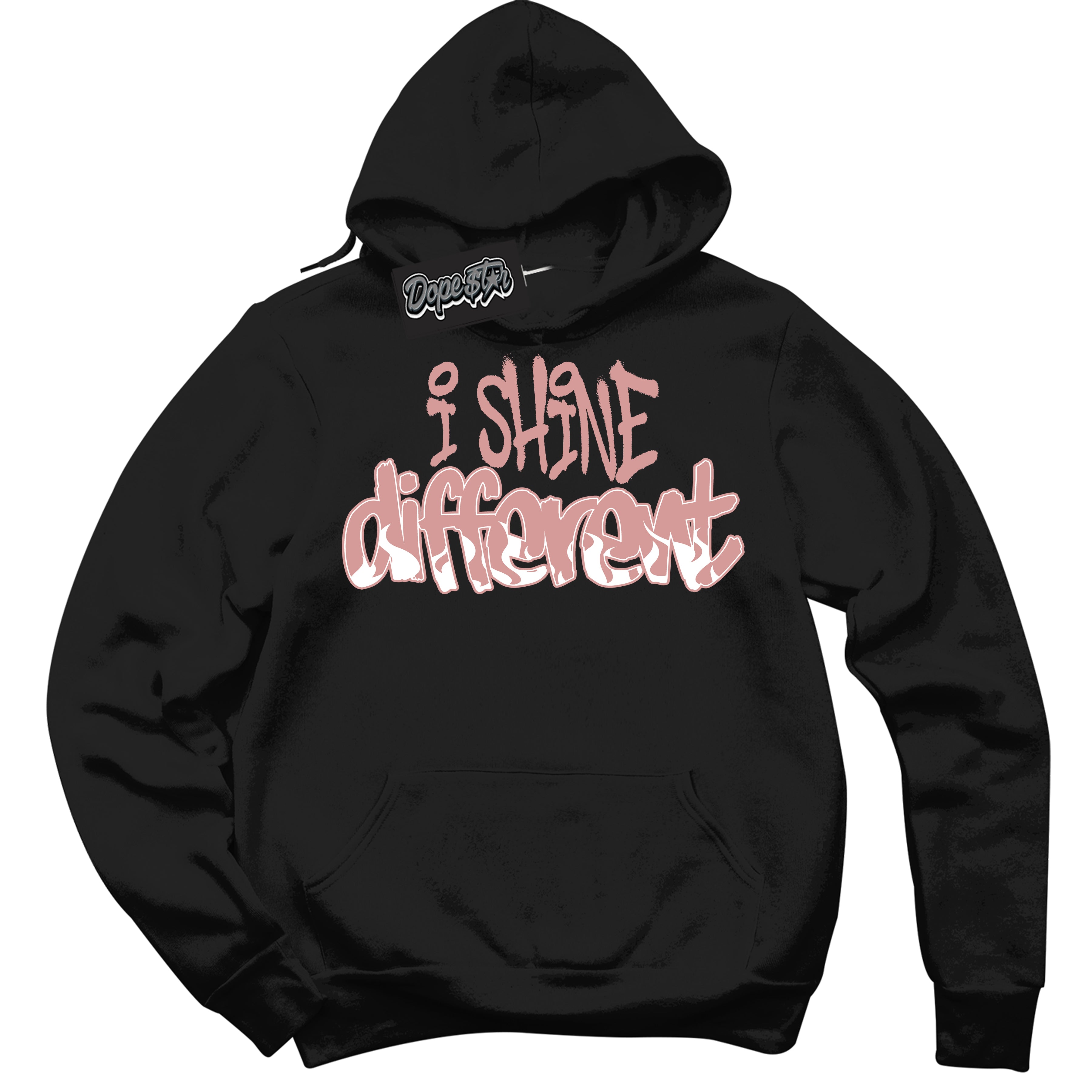 Cool Black Hoodie with “ I Shine Different ”  design that Perfectly Matches Legend Pink 11s Jordans.