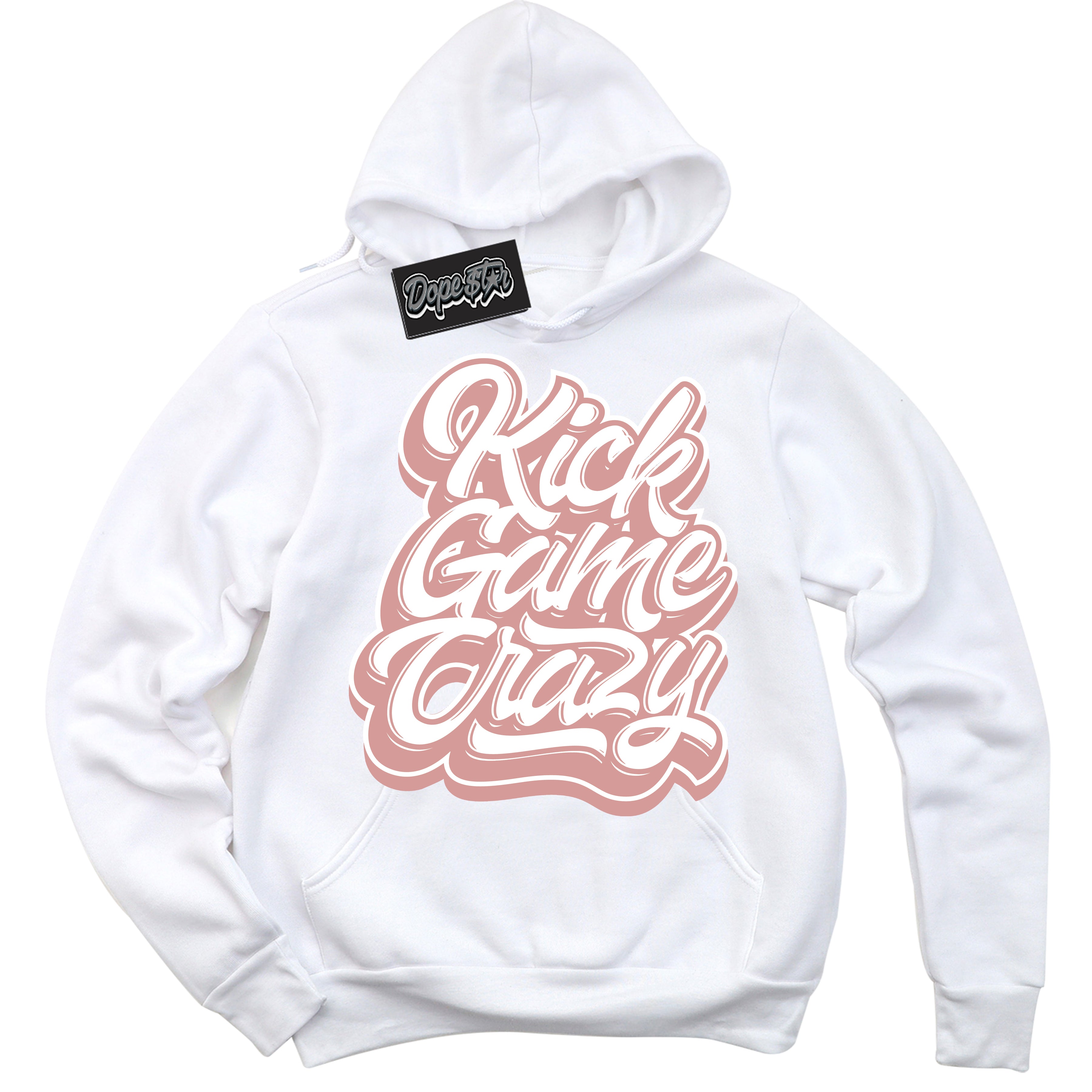 Cool White Hoodie with “ Kick Game Crazy ”  design that Perfectly Matches Legend Pink 11s Jordans.