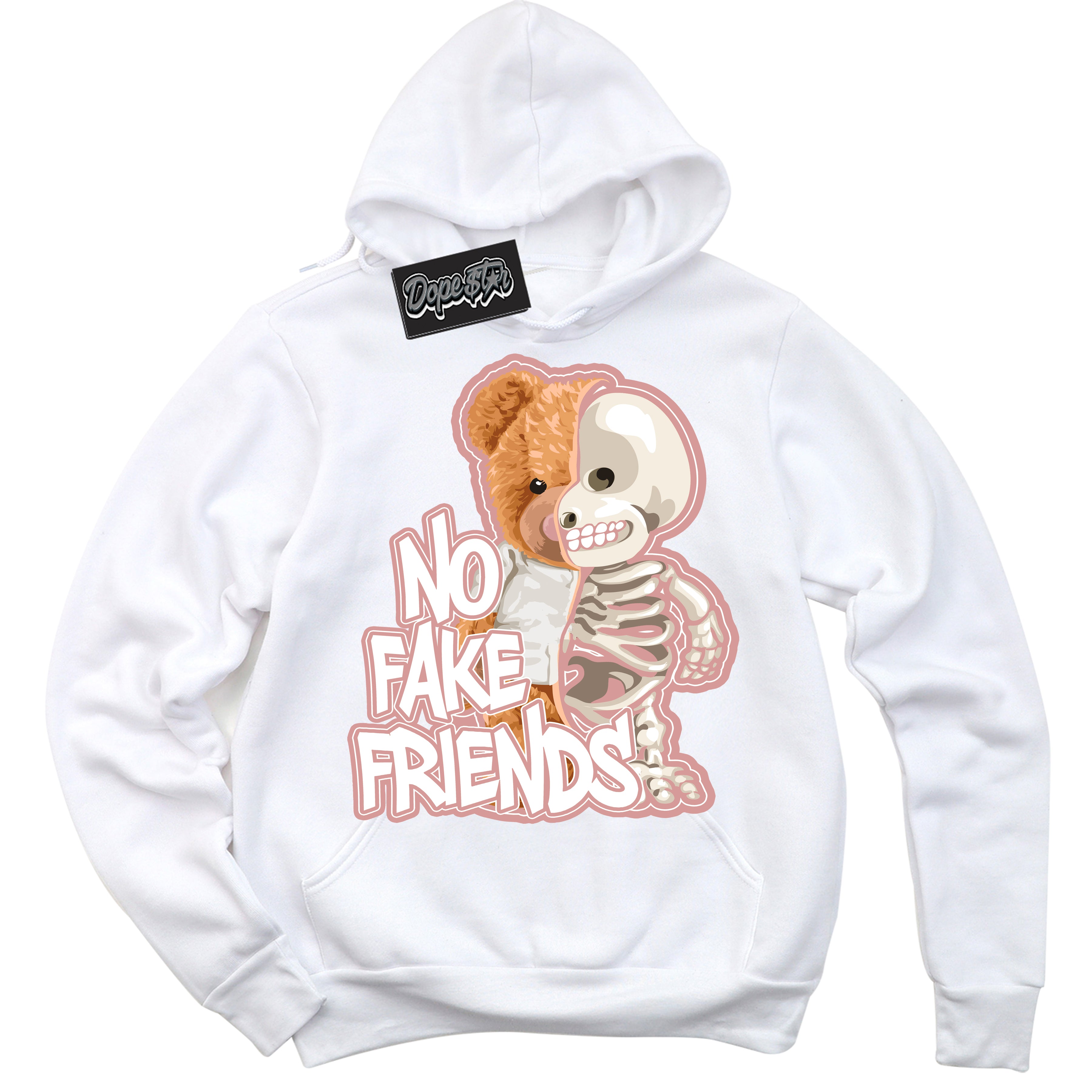Cool White Hoodie with “ No Fake Friends ”  design that Perfectly Matches Legend Pink 11s Jordans.