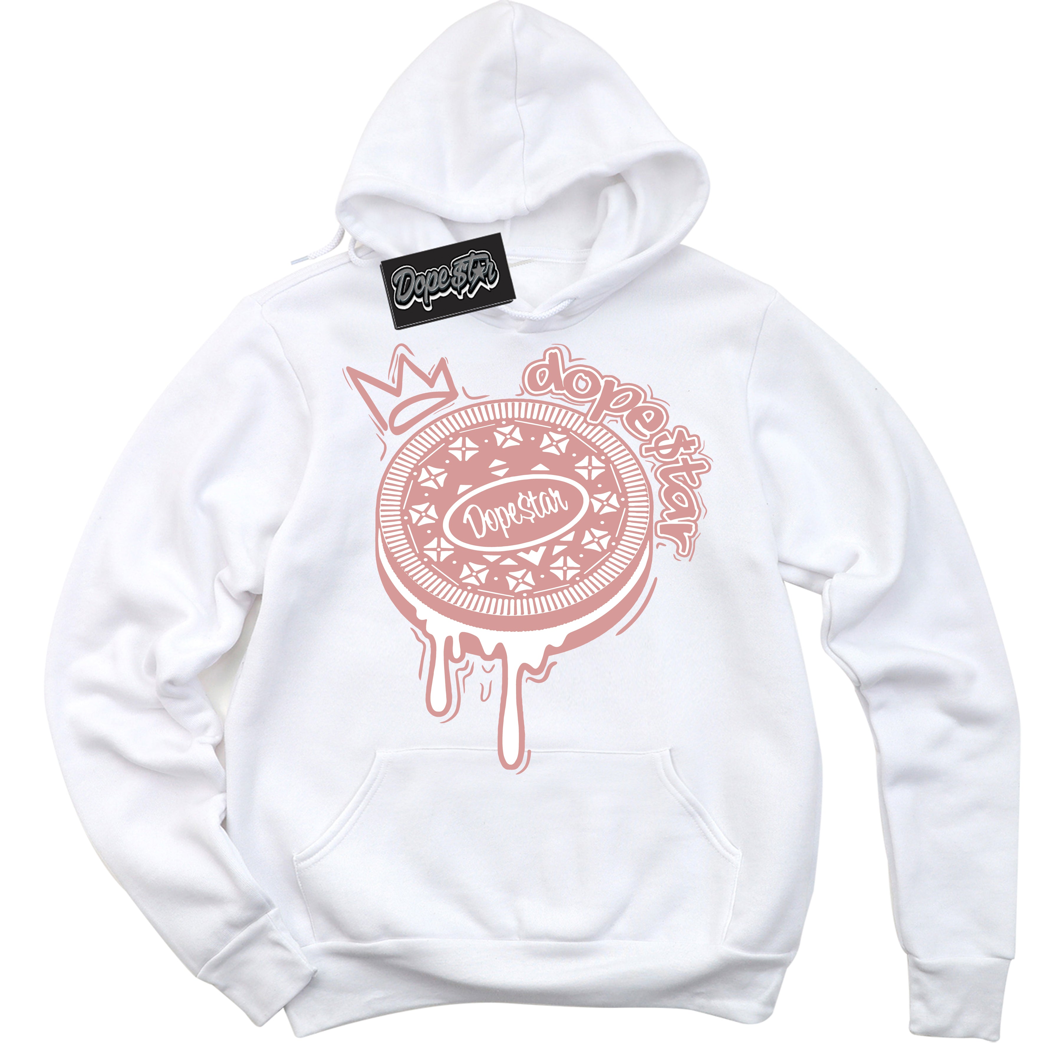Cool White Hoodie with “ Oreo DS ”  design that Perfectly Matches Legend Pink 11s Jordans.