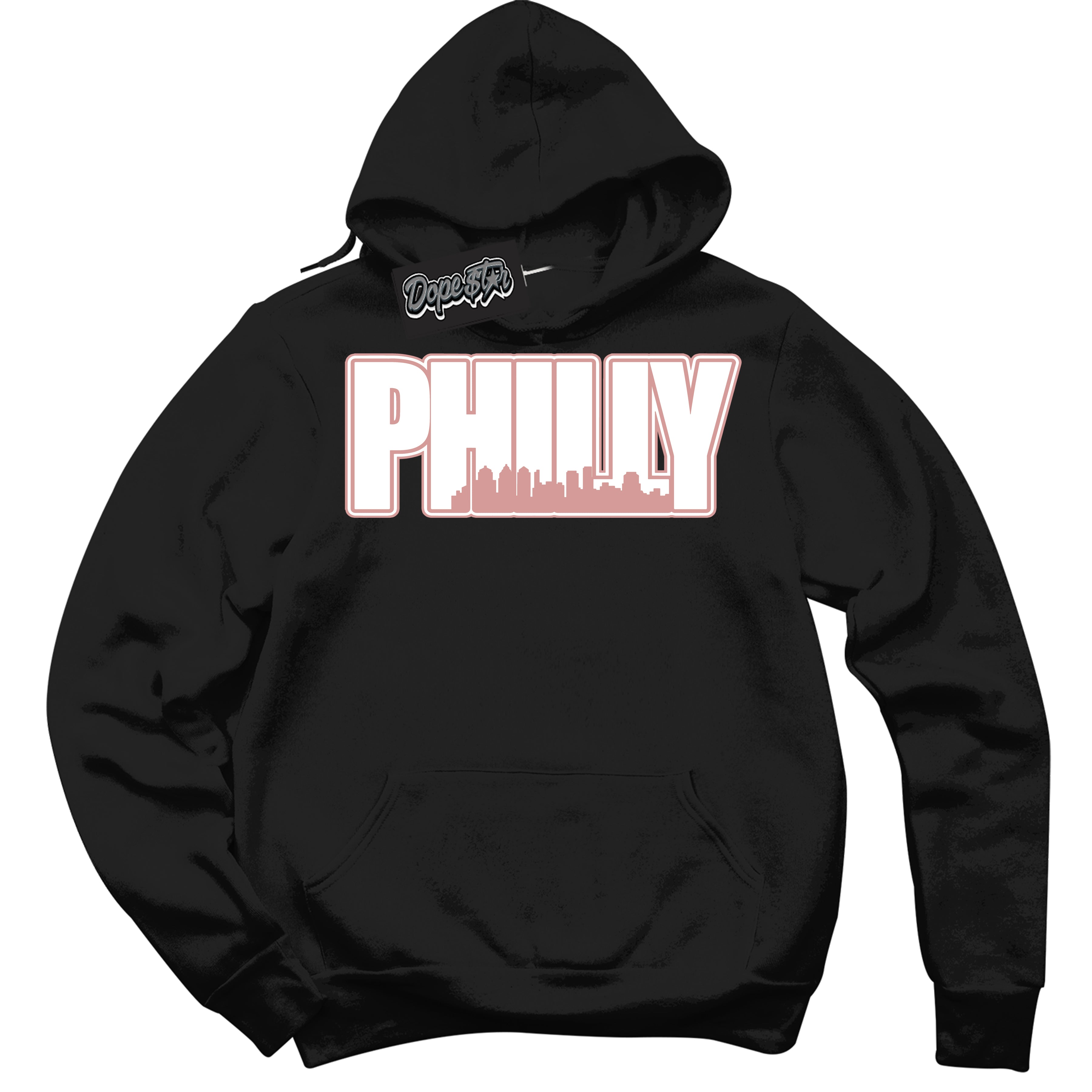 Cool Black Hoodie with “ Philly ”  design that Perfectly Matches Legend Pink 11s Jordans.