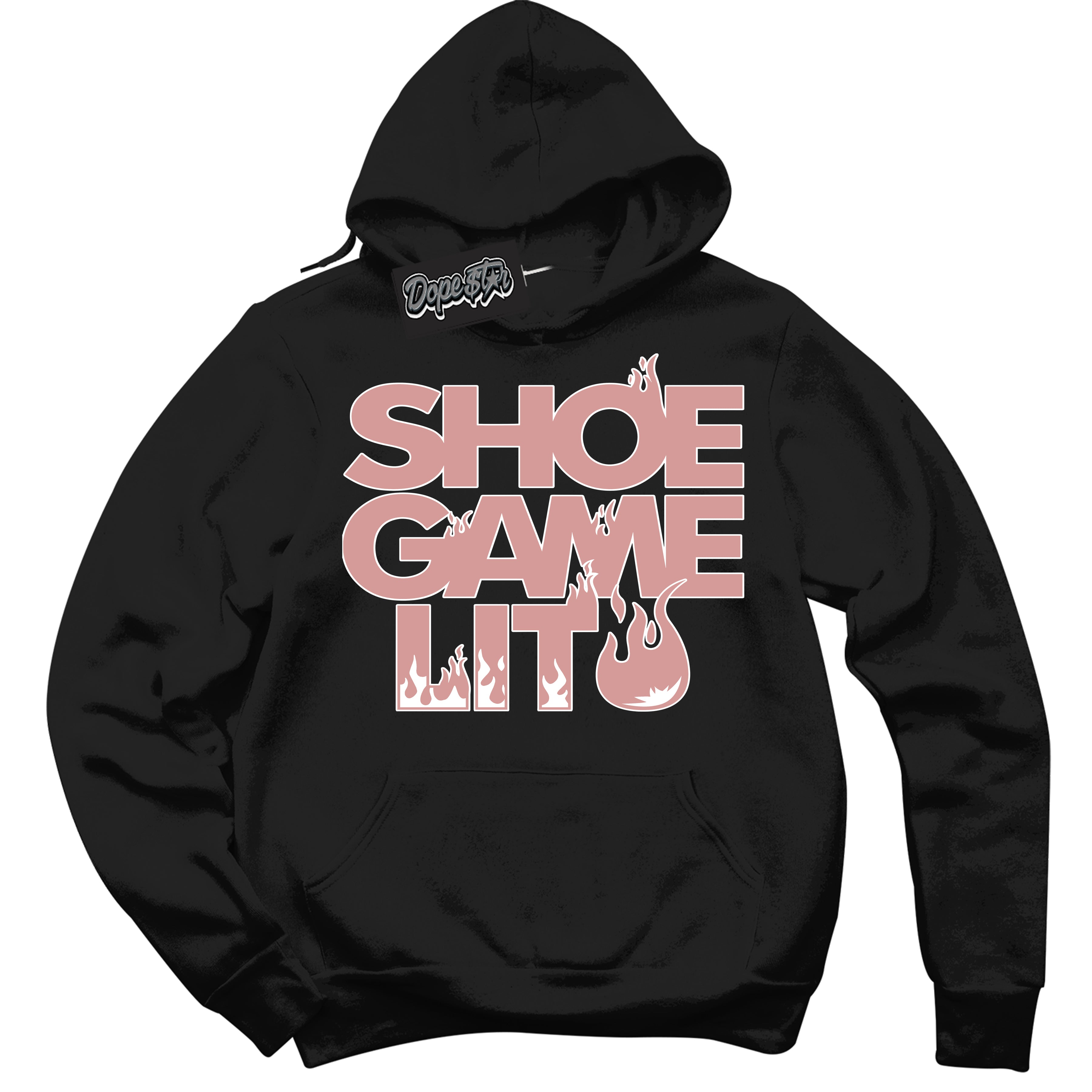 Cool Black Hoodie with “ Shoe Game Lit ”  design that Perfectly Matches Legend Pink 11s Jordans.