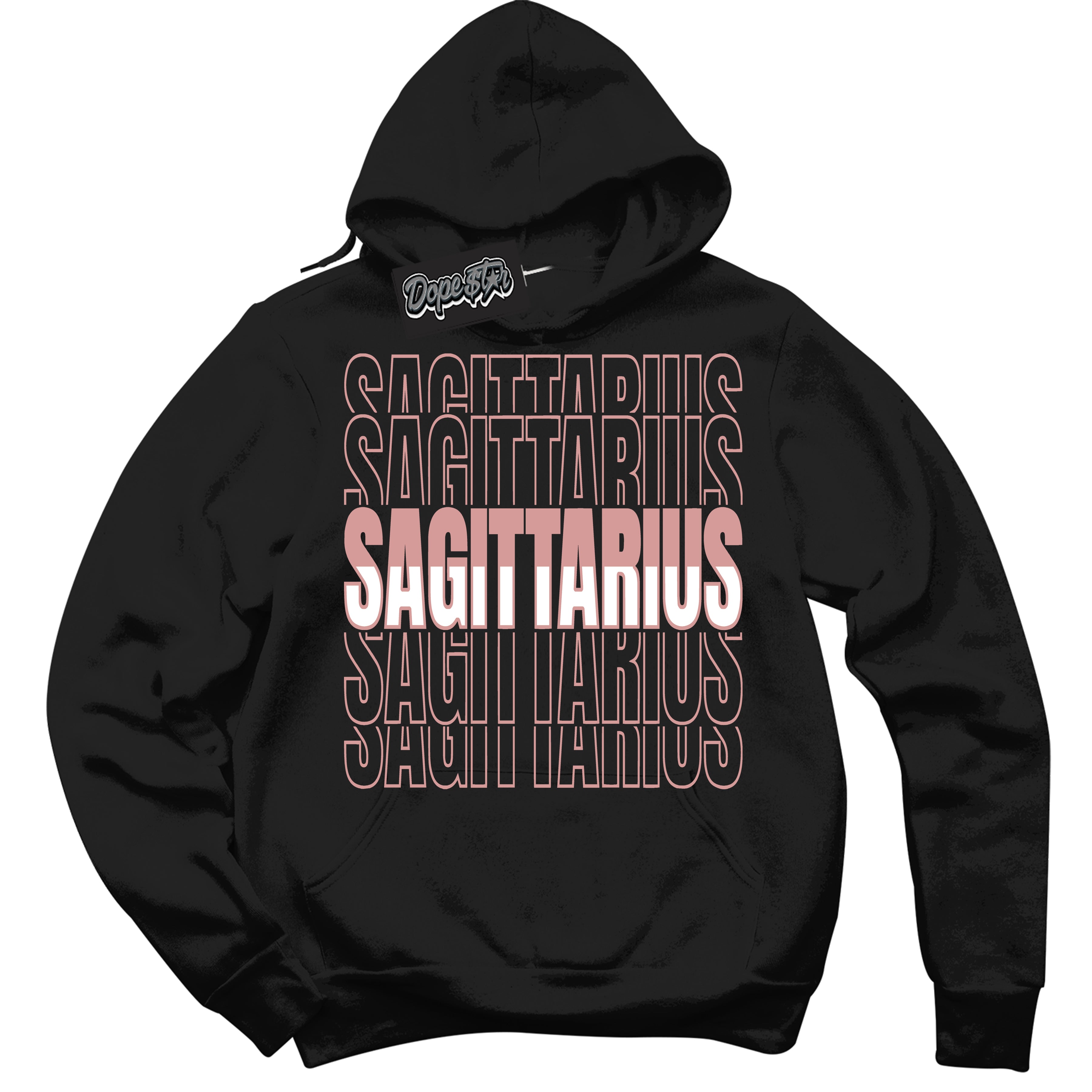 Cool Black Hoodie with “ Sagittarius ”  design that Perfectly Matches Legend Pink 11s Jordans.