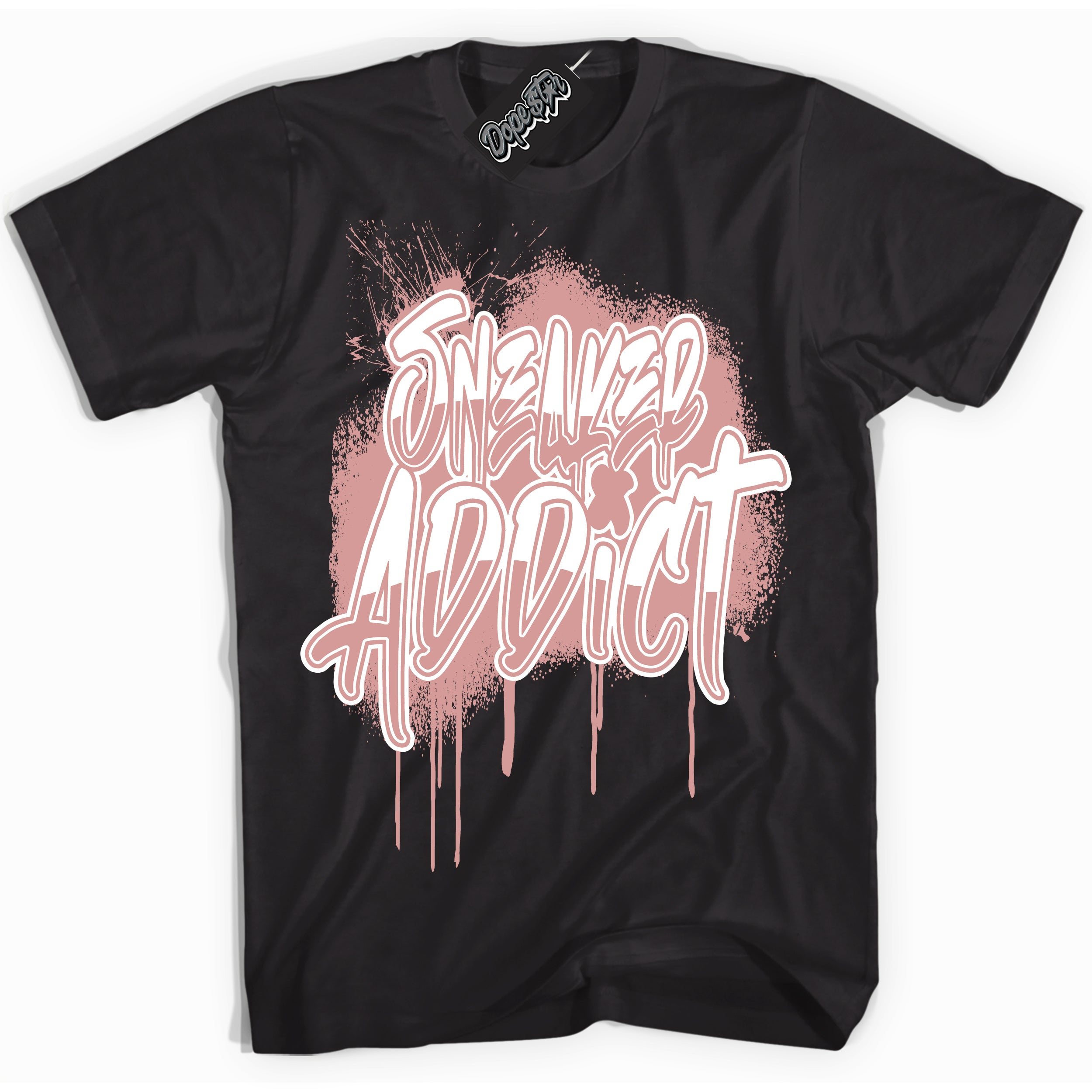 Cool Black Shirt with “ Sneaker Addict ” design that perfectly matches Legend Pink 11s Jordans.