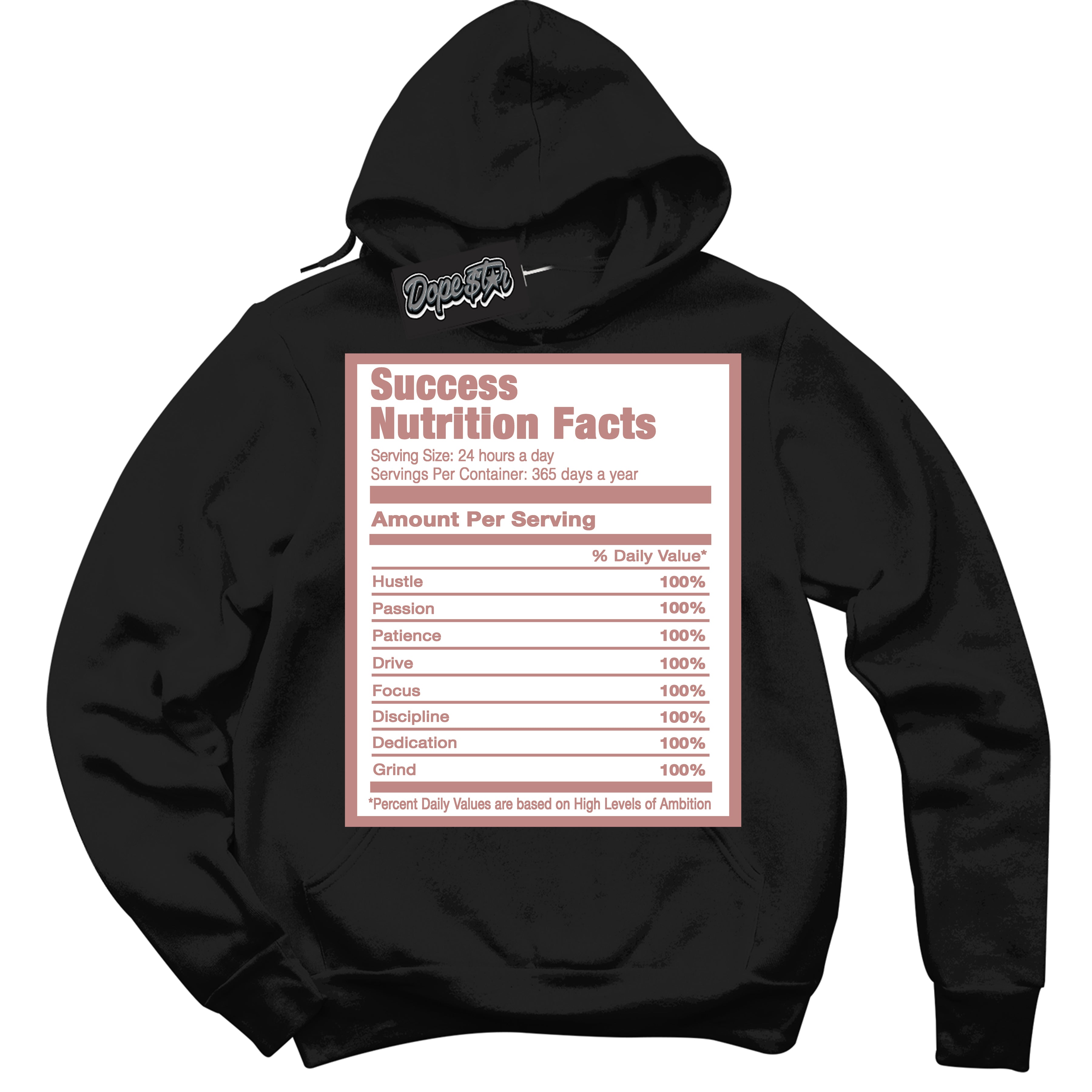 Cool Black Hoodie with “ Success Nutrition ”  design that Perfectly Matches Legend Pink 11s Jordans.