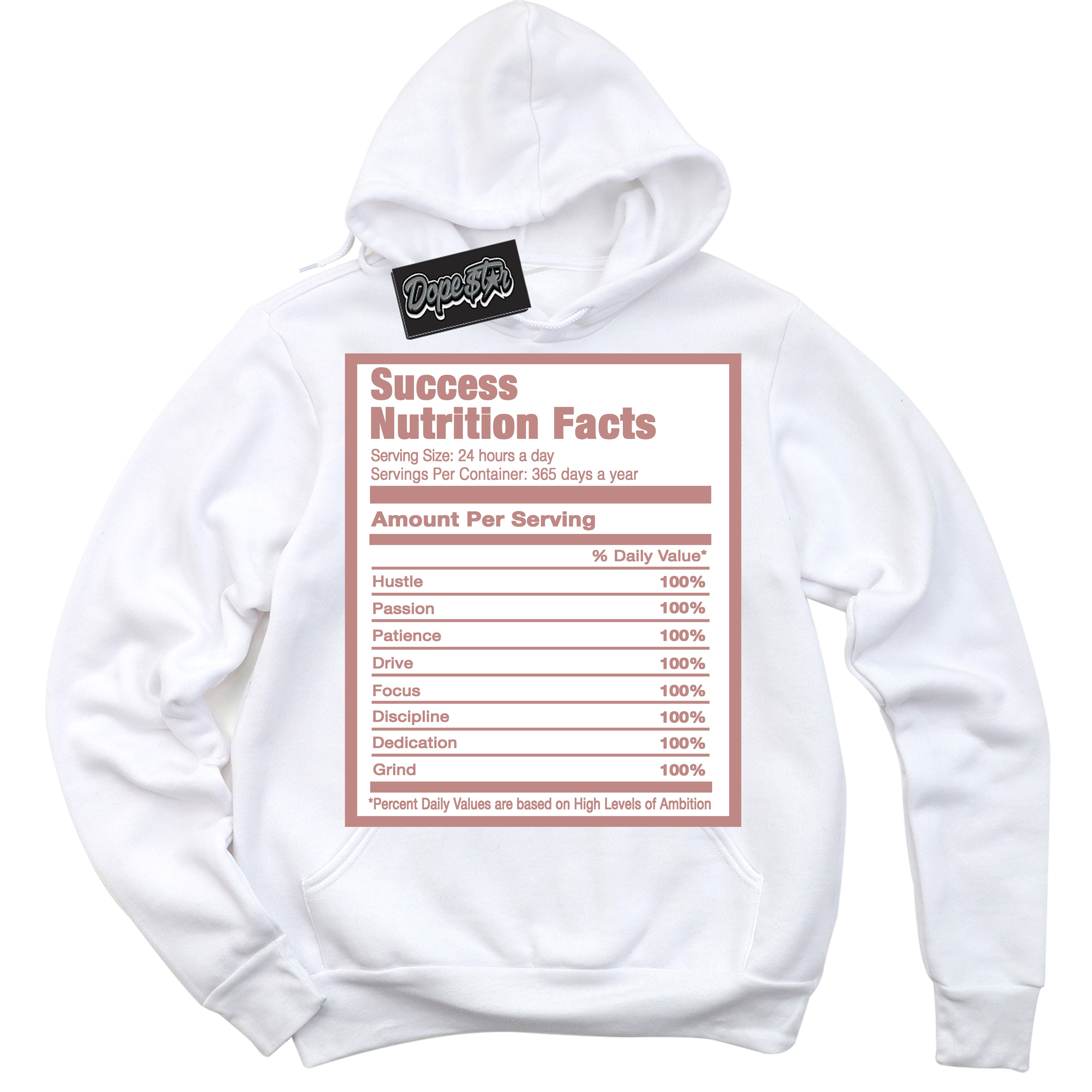 Cool White Hoodie with “ Success Nutrition ”  design that Perfectly Matches Legend Pink 11s Jordans.