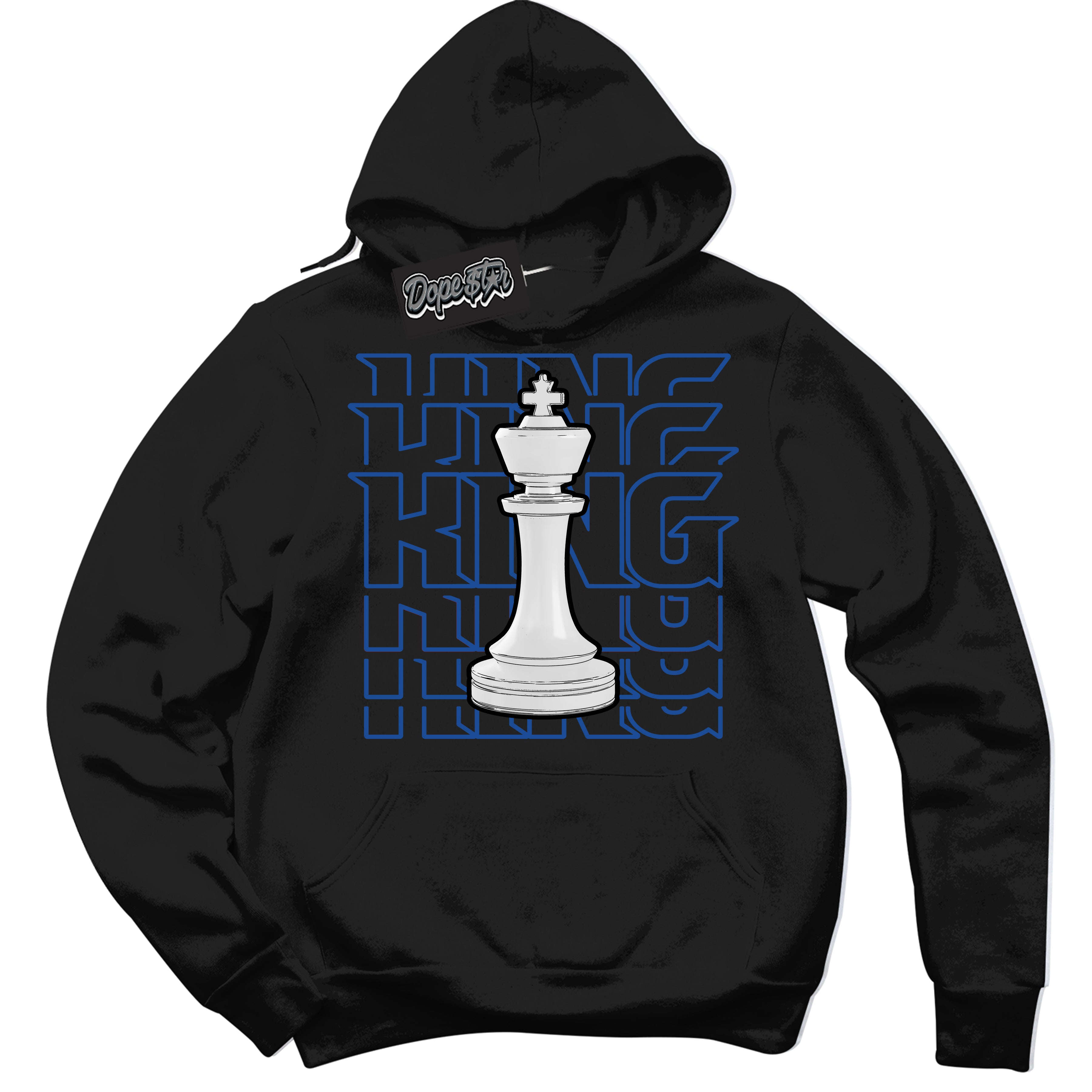 AJ12 Retro Blueberry ‘King Chess’ – Black Streetwear Hoodie | Sneaker Matching sweatshirt for AJ12 Retro Blueberry | Men's and Women's Streetwear Graphic Hoodie by Sneaker Shirts Outlet.