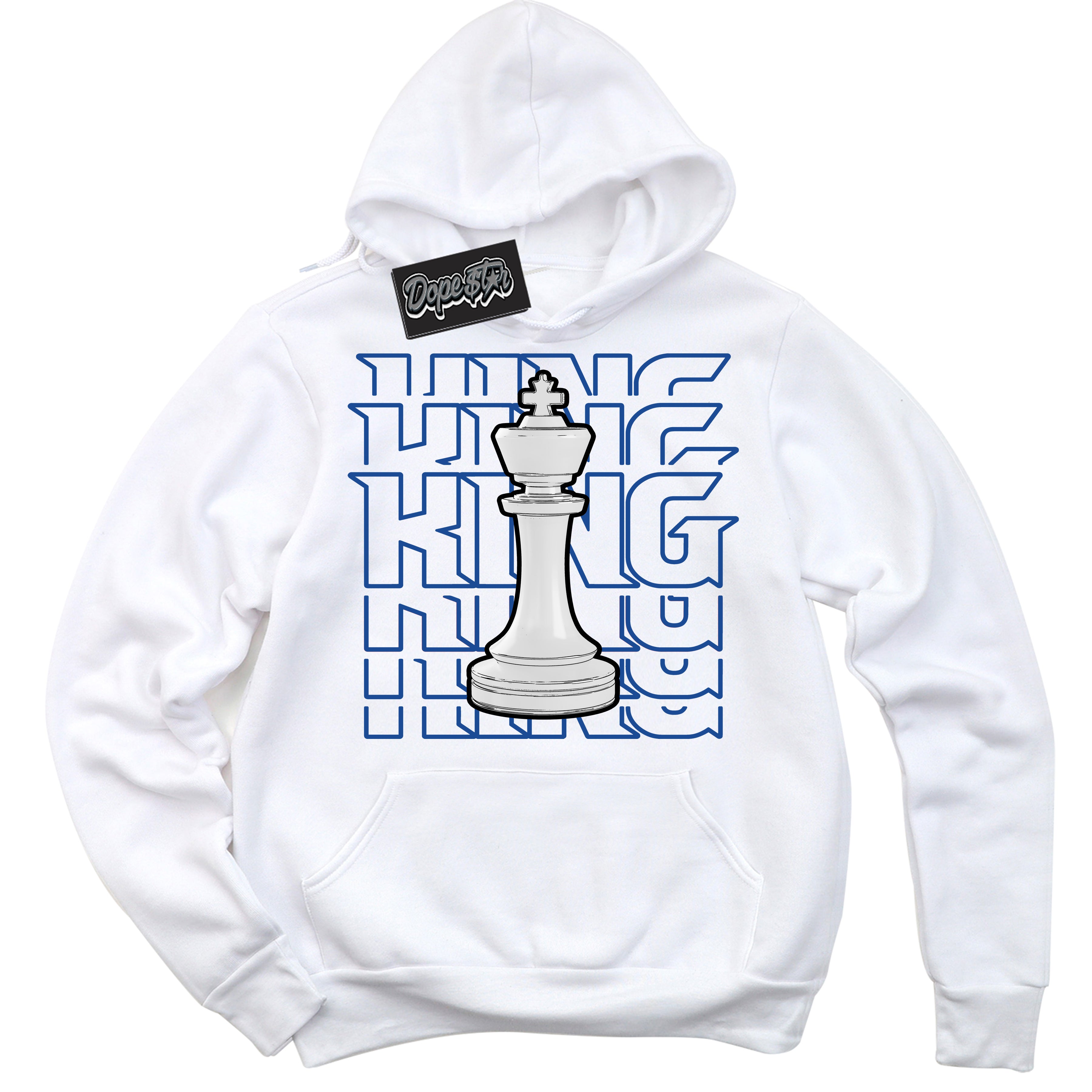AJ12 Retro Blueberry ‘King Chess’ – White Streetwear Hoodie | Sneaker Matching sweatshirt for AJ12 Retro Blueberry | Men's and Women's Streetwear Graphic Hoodie by Sneaker Shirts Outlet.
