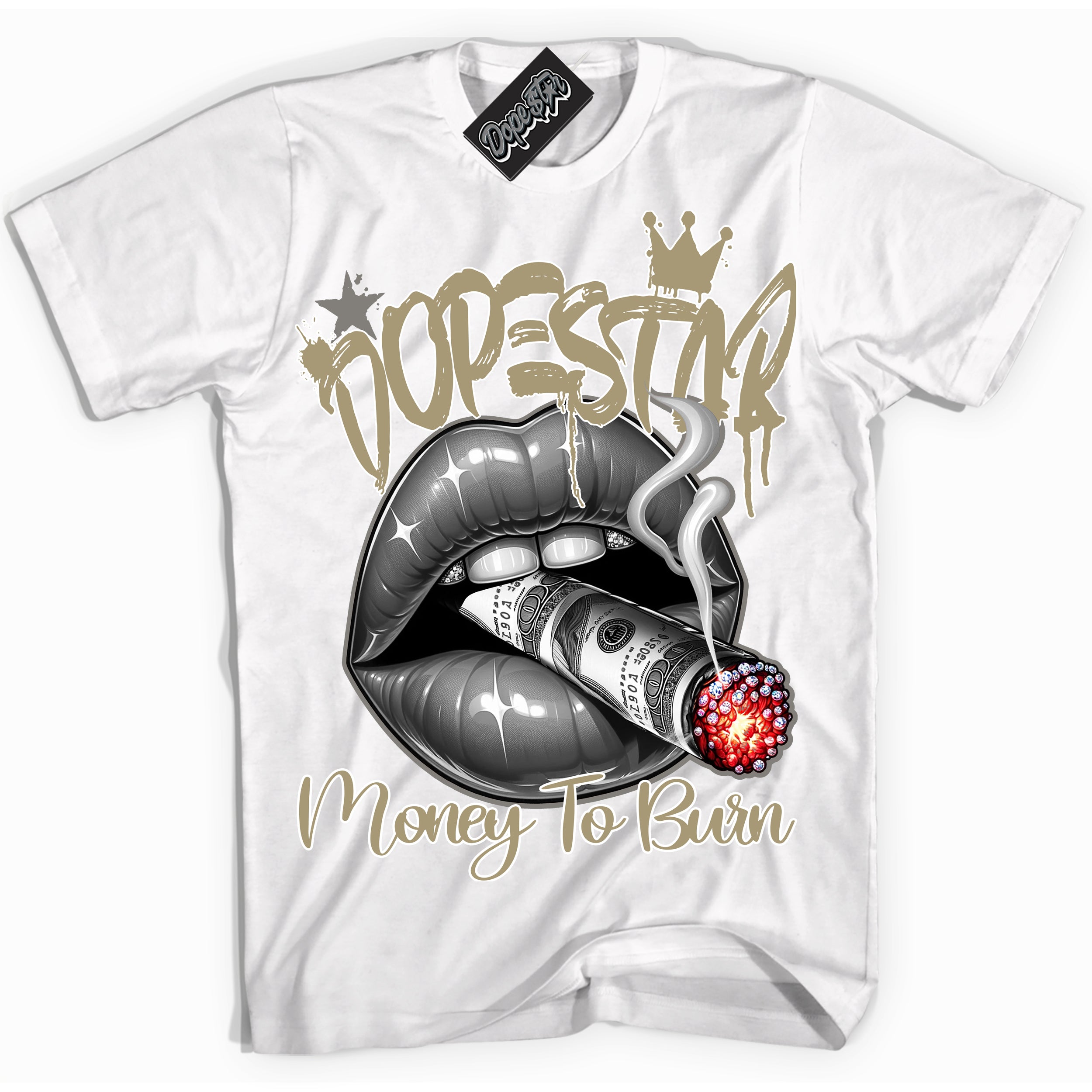 Cool White Shirt with “ Money To Burn” design that perfectly matches Craft Ivory 13s Sneakers.