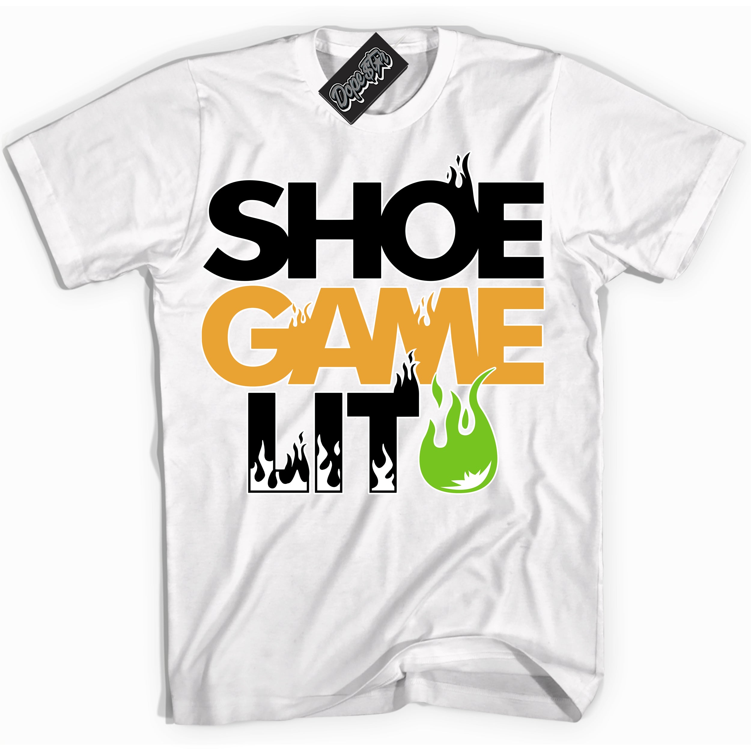 Cool White Shirt with “ Shoe Game Lit ” design that perfectly matches Del Sol 13s Sneakers.