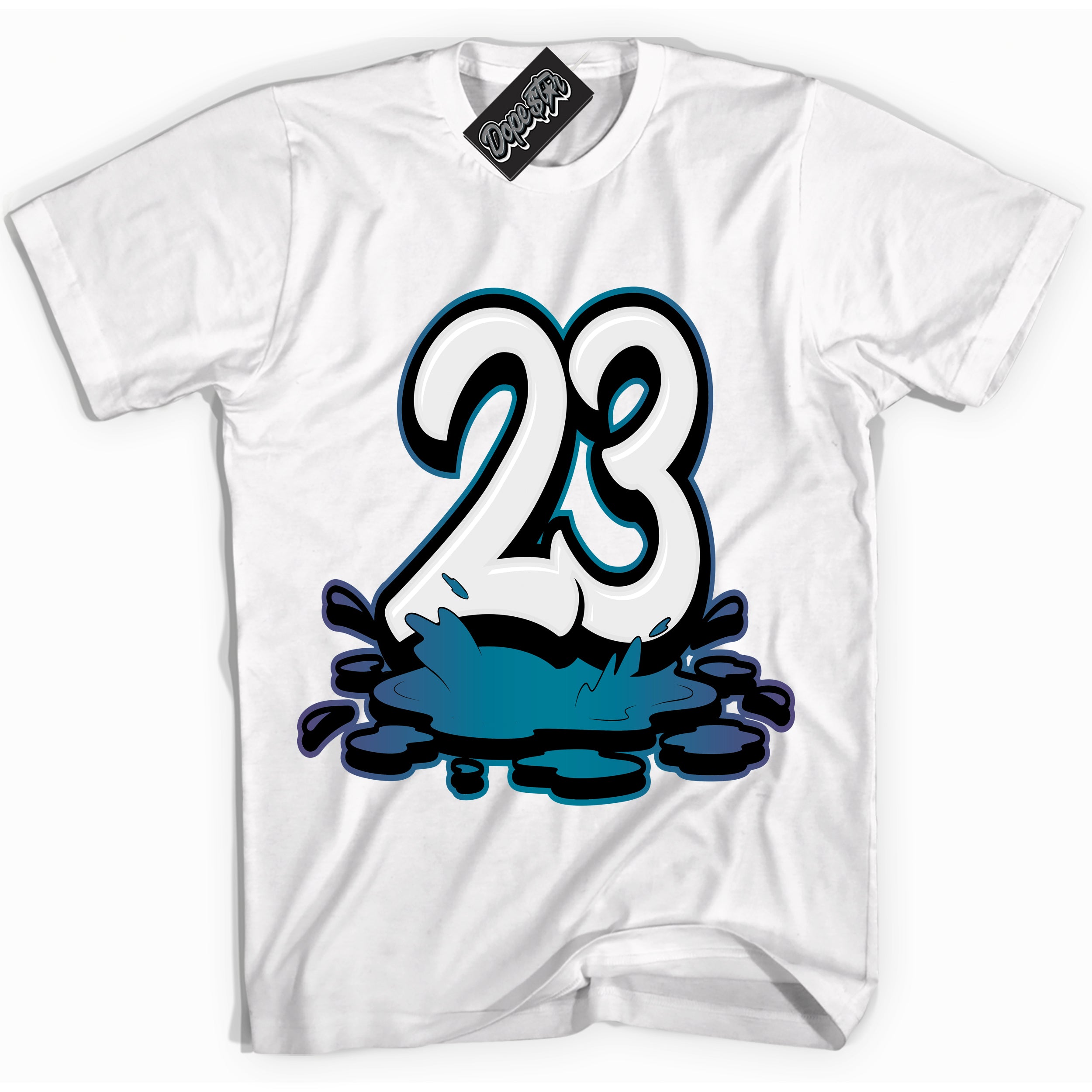 Cool White Shirt with “ 23 Melting” design that perfectly matches Love Letter 14s Sneakers.