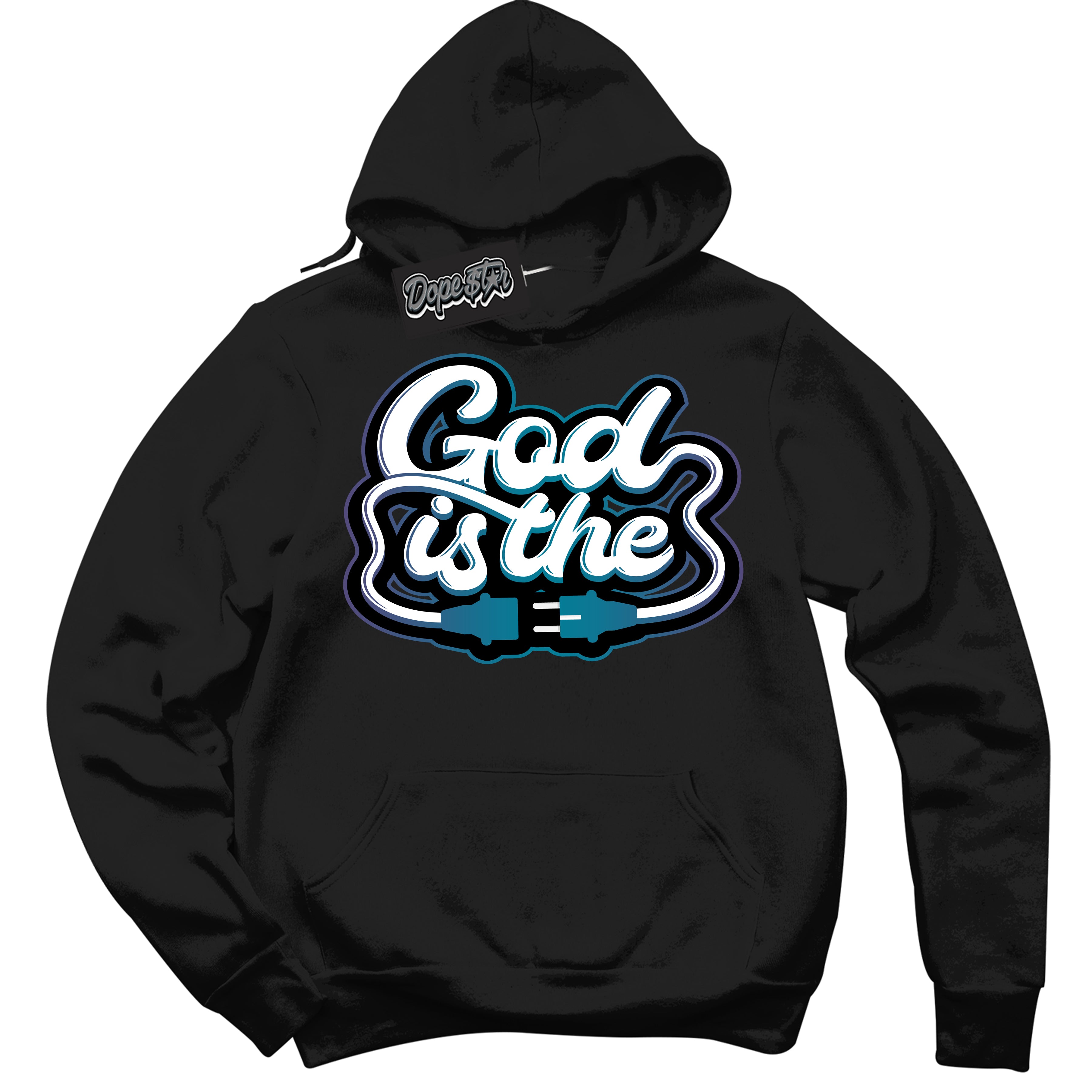 Cool Black Hoodie with “ God Is The ”  design that Perfectly Matches Love Letter 14s Sneakers.