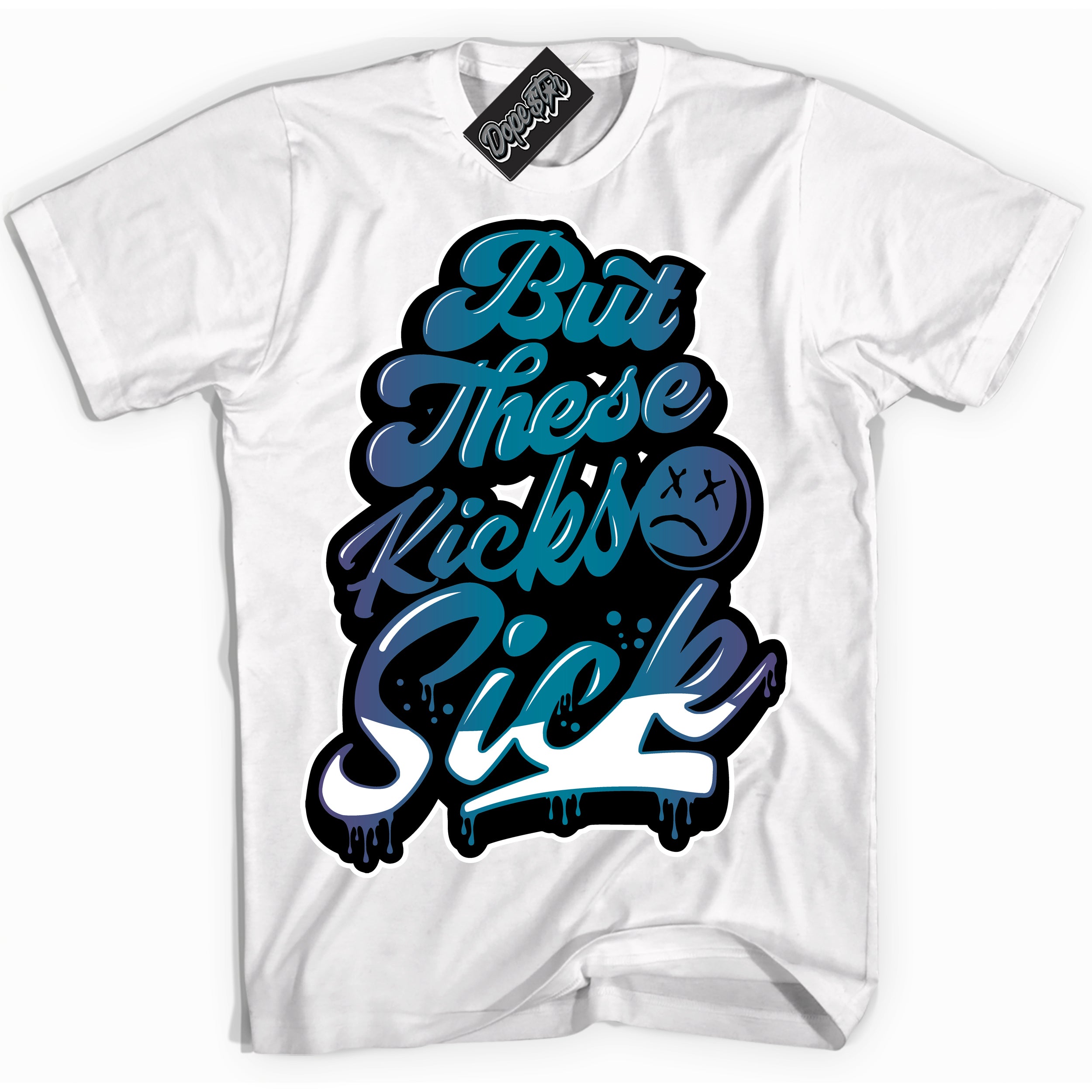 Cool White Shirt with “ Kick Sick” design that perfectly matches Love Letter 14s Sneakers.