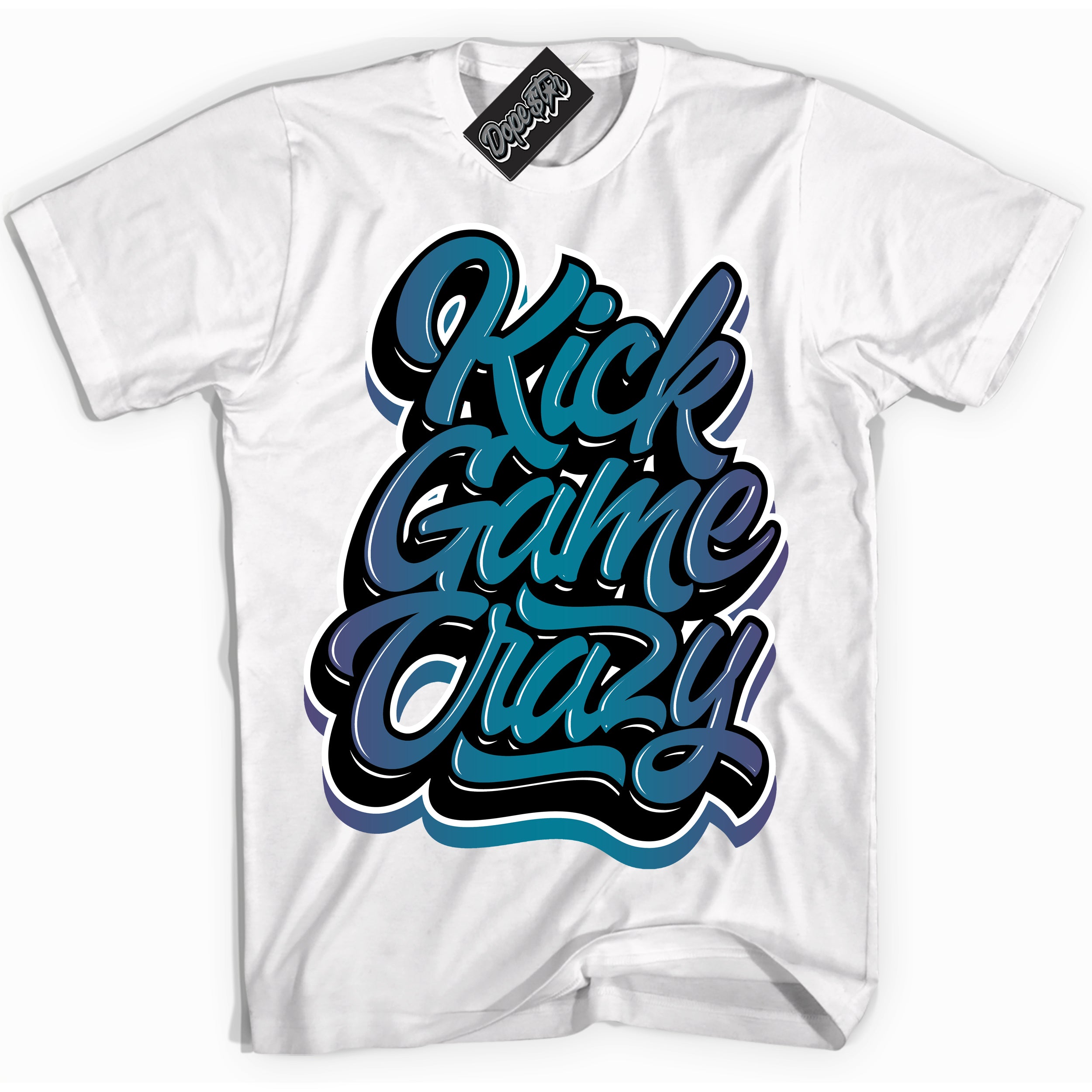Cool White Shirt with “ Kick Game Crazy” design that perfectly matches Love Letter 14s Sneakers.