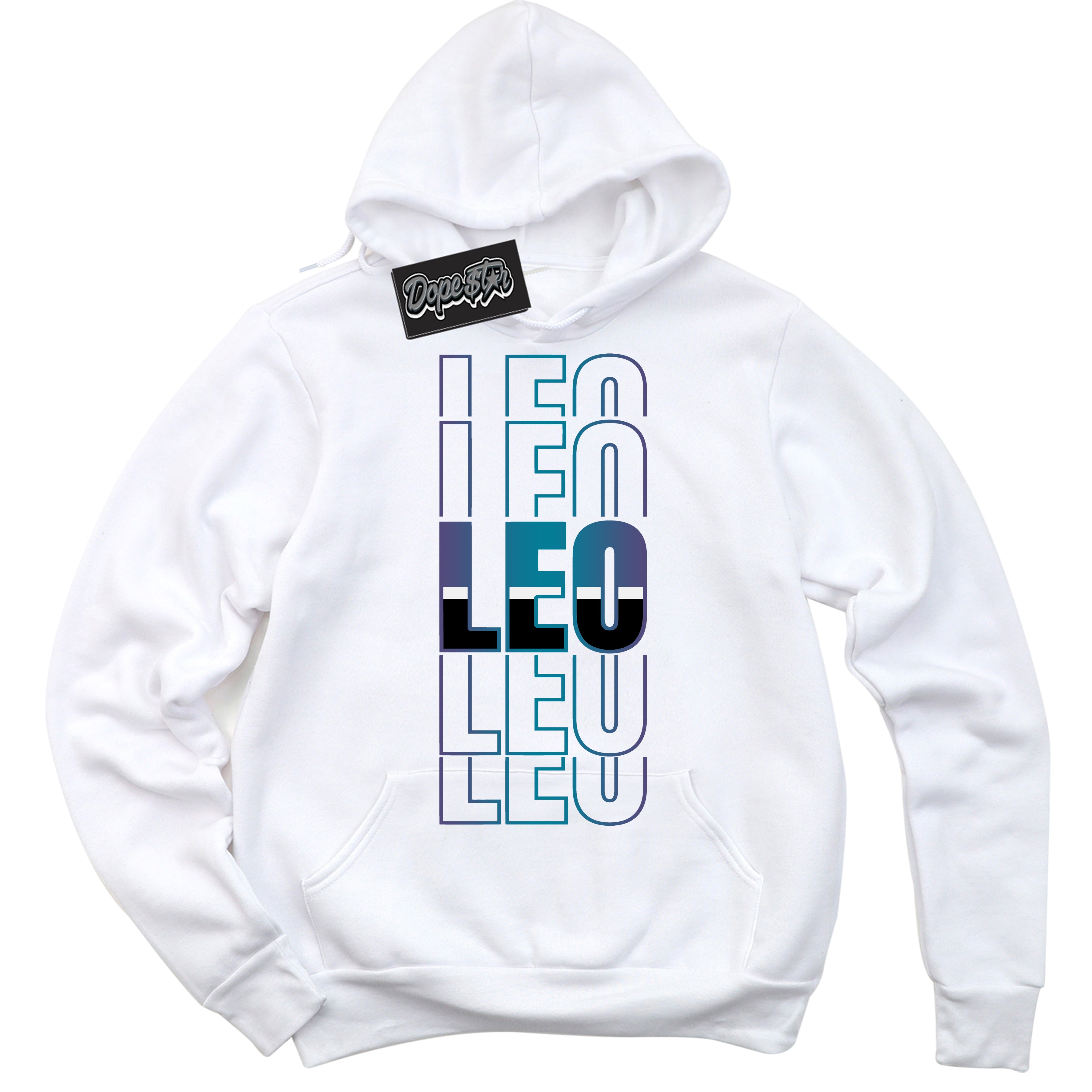 Cool White Hoodie with “ Leo ”  design that Perfectly Matches Love Letter 14s Sneakers.