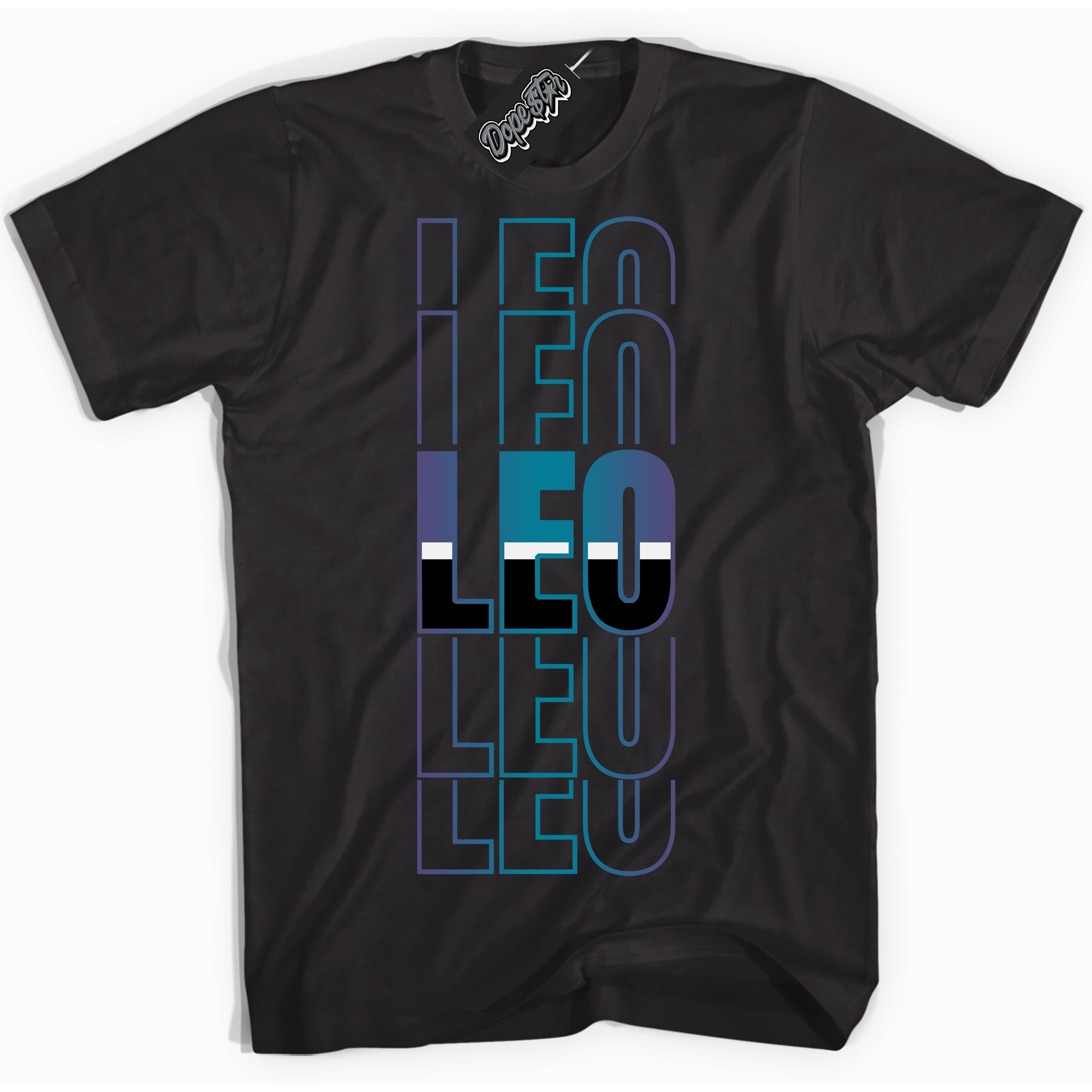 Cool Black Shirt with “ Leo” design that perfectly matches Love Letter 14s Sneakers.