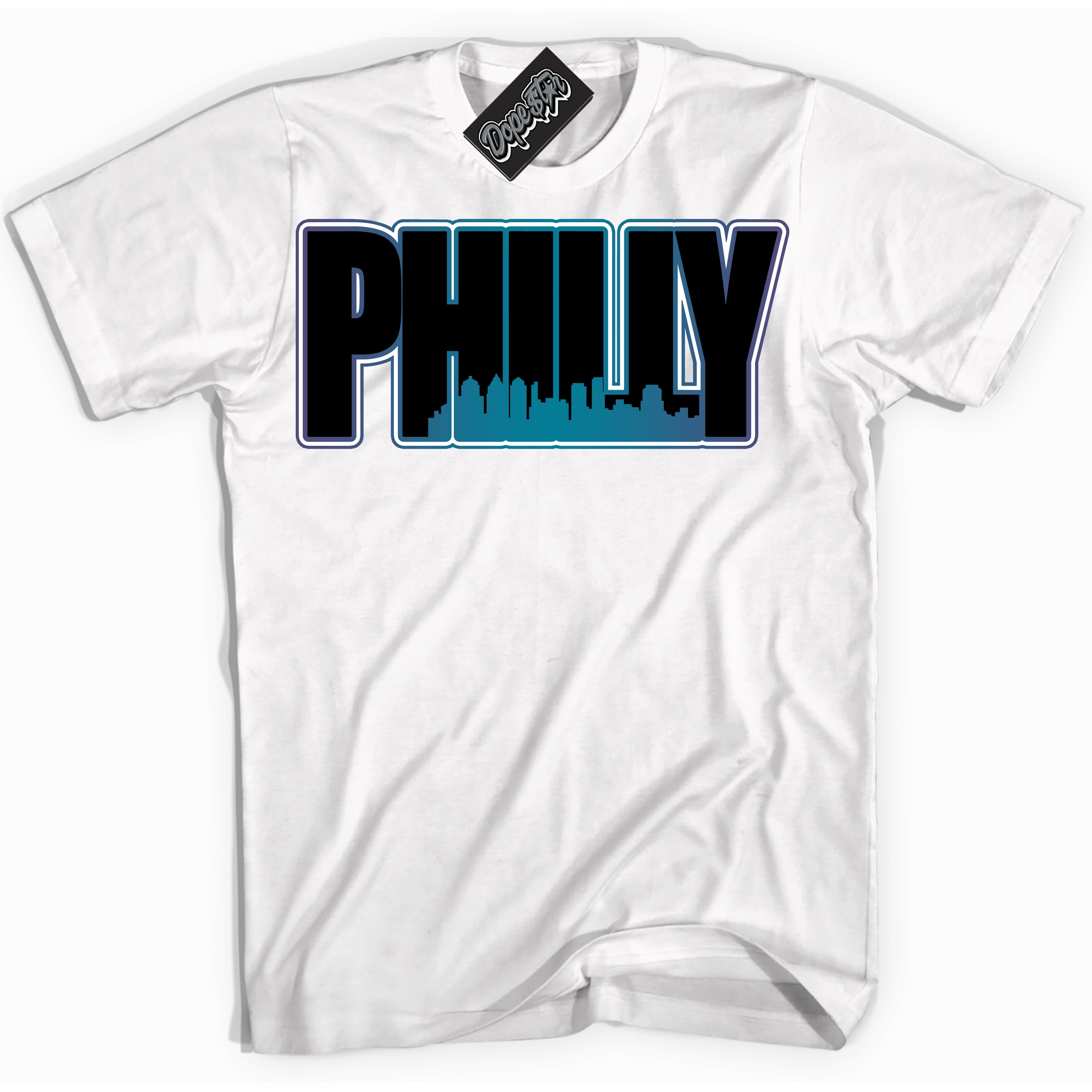 Cool White Shirt with “ Philly” design that perfectly matches Love Letter 14s Sneakers.