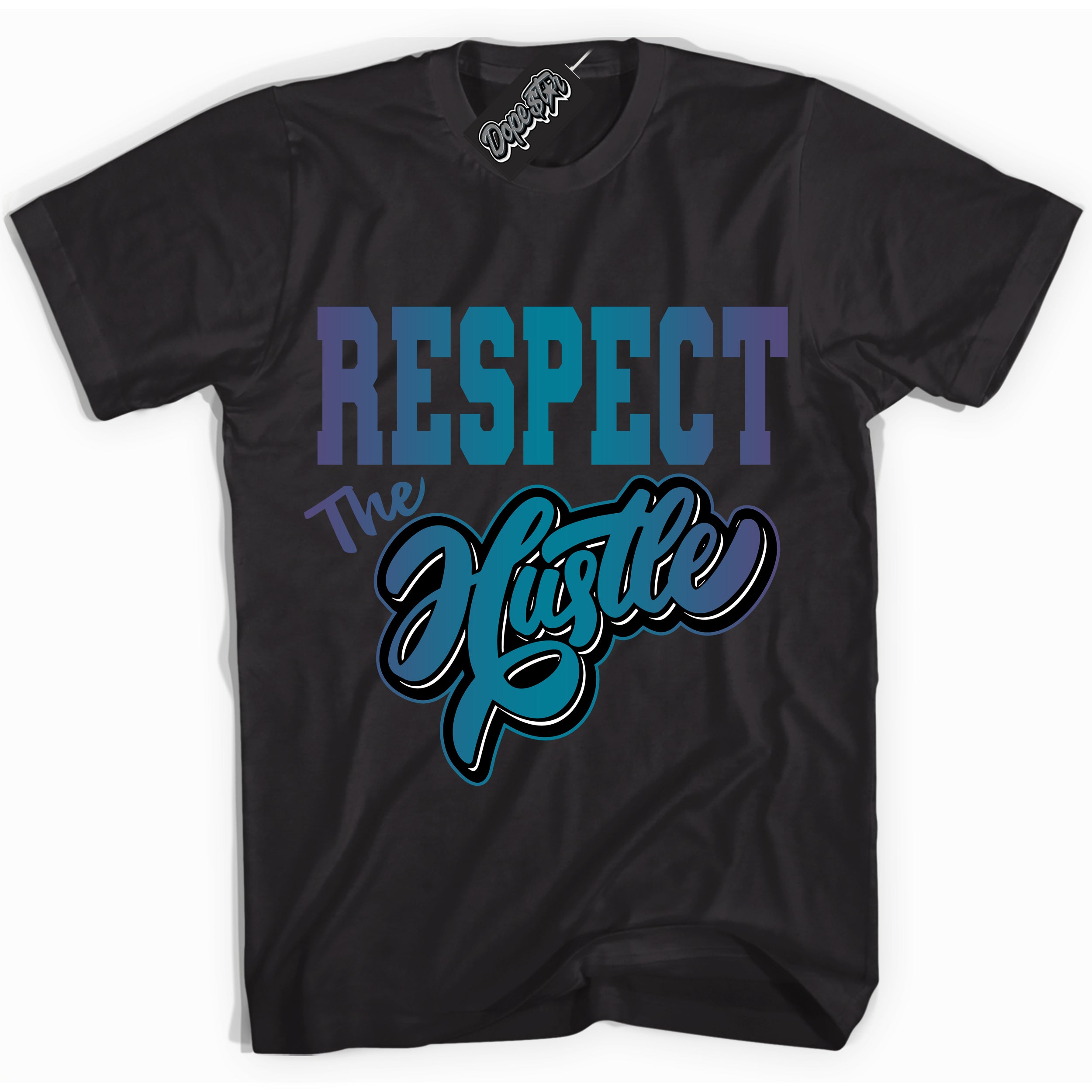 Cool Black Shirt with “ Respect The Hustle” design that perfectly matches Love Letter 14s Sneakers.