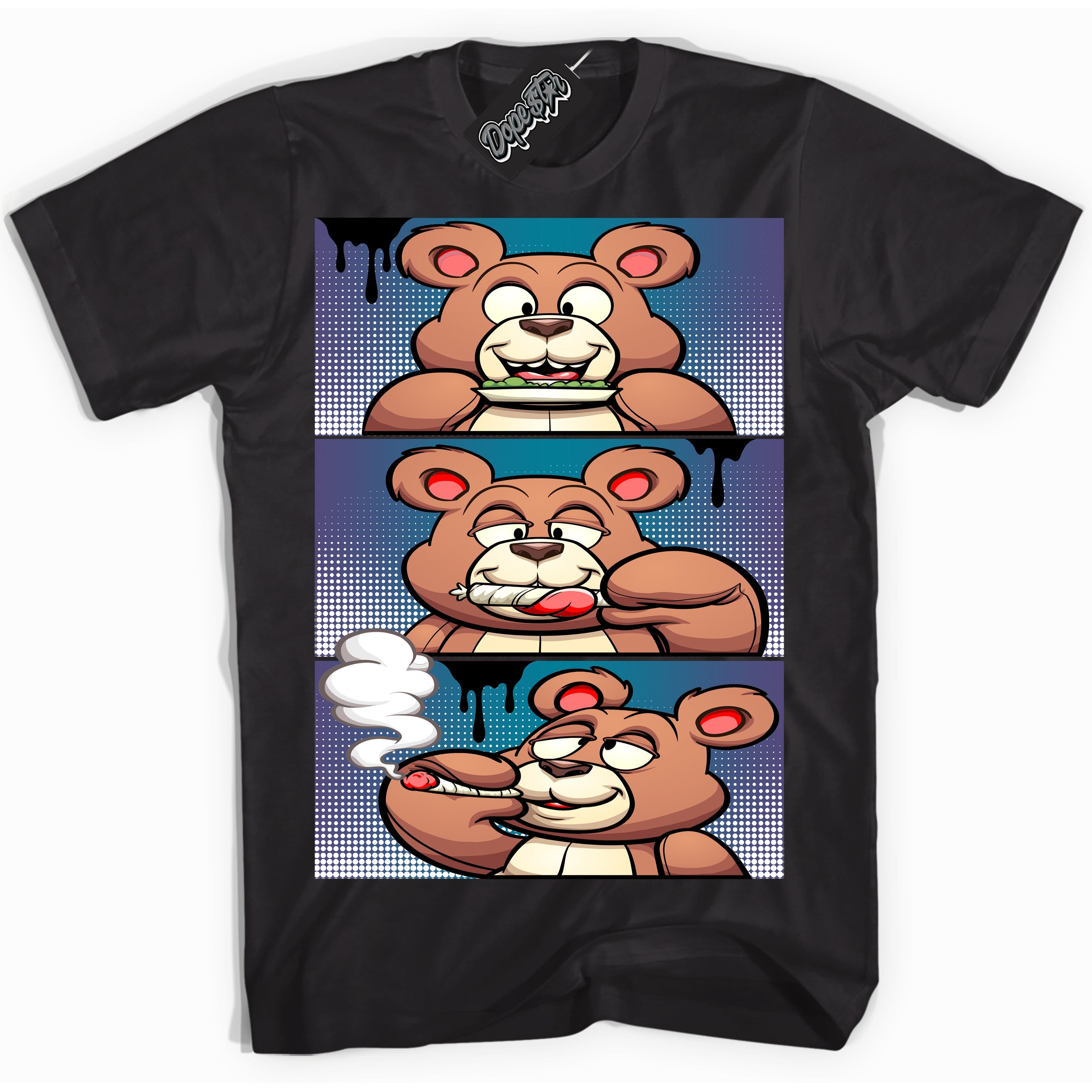 Cool Black Shirt with “ Roll It Lick It Smoke It Bear” design that perfectly matches Love Letter 14s Sneakers.