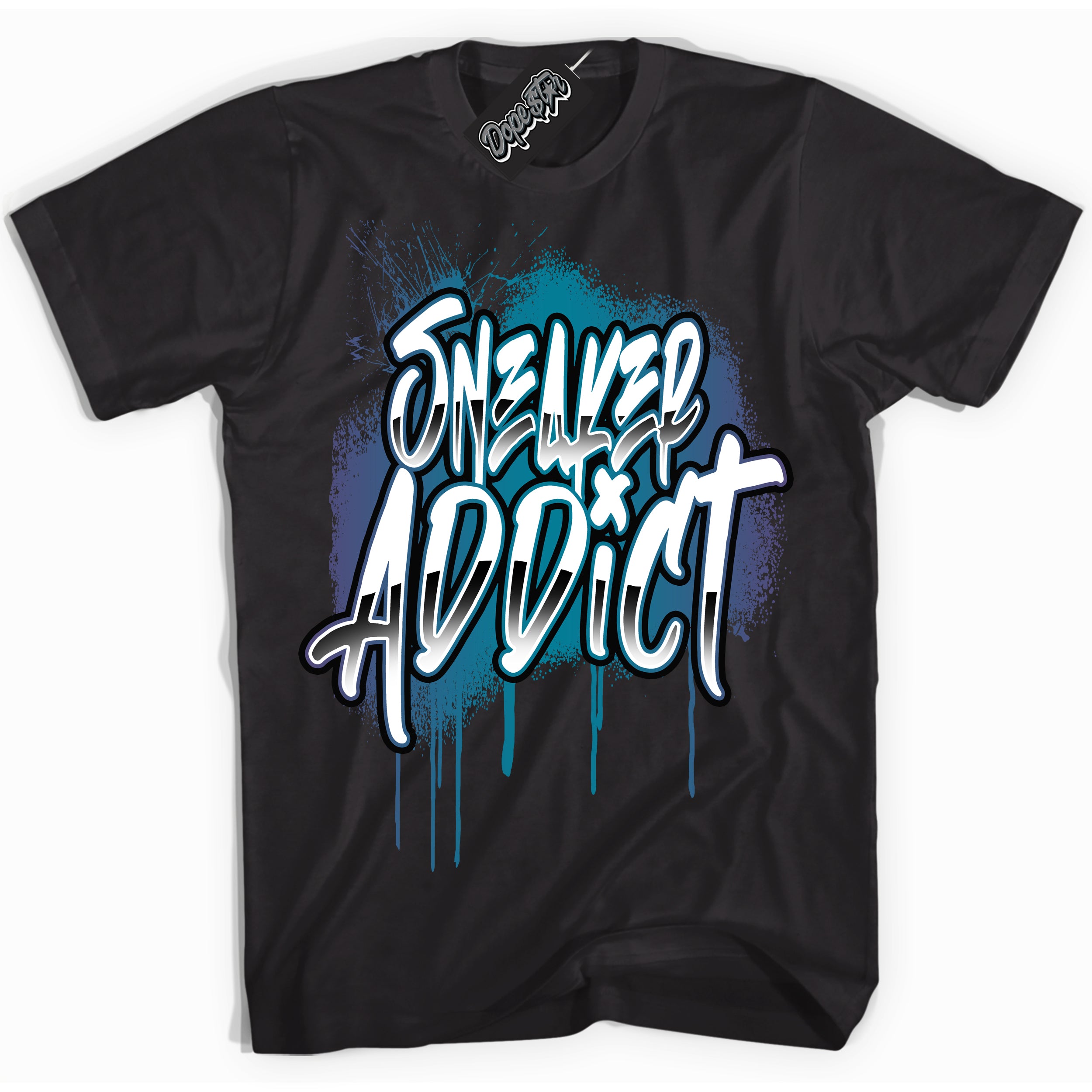 Cool Black Shirt with “ Sneaker Addict” design that perfectly matches Love Letter 14s Sneakers.