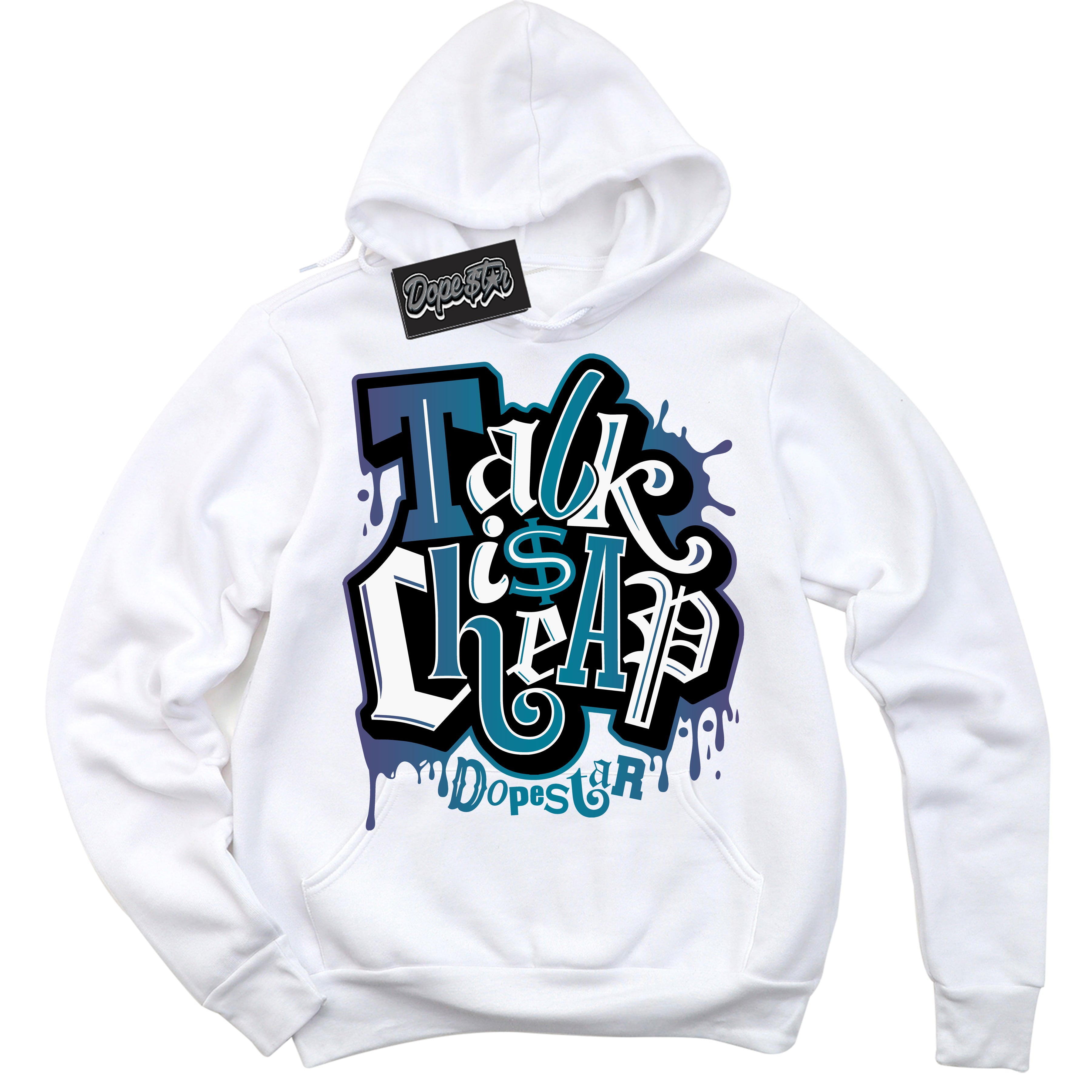 Cool White Hoodie with “ Talk Is Cheap ”  design that Perfectly Matches Love Letter 14s Sneakers.