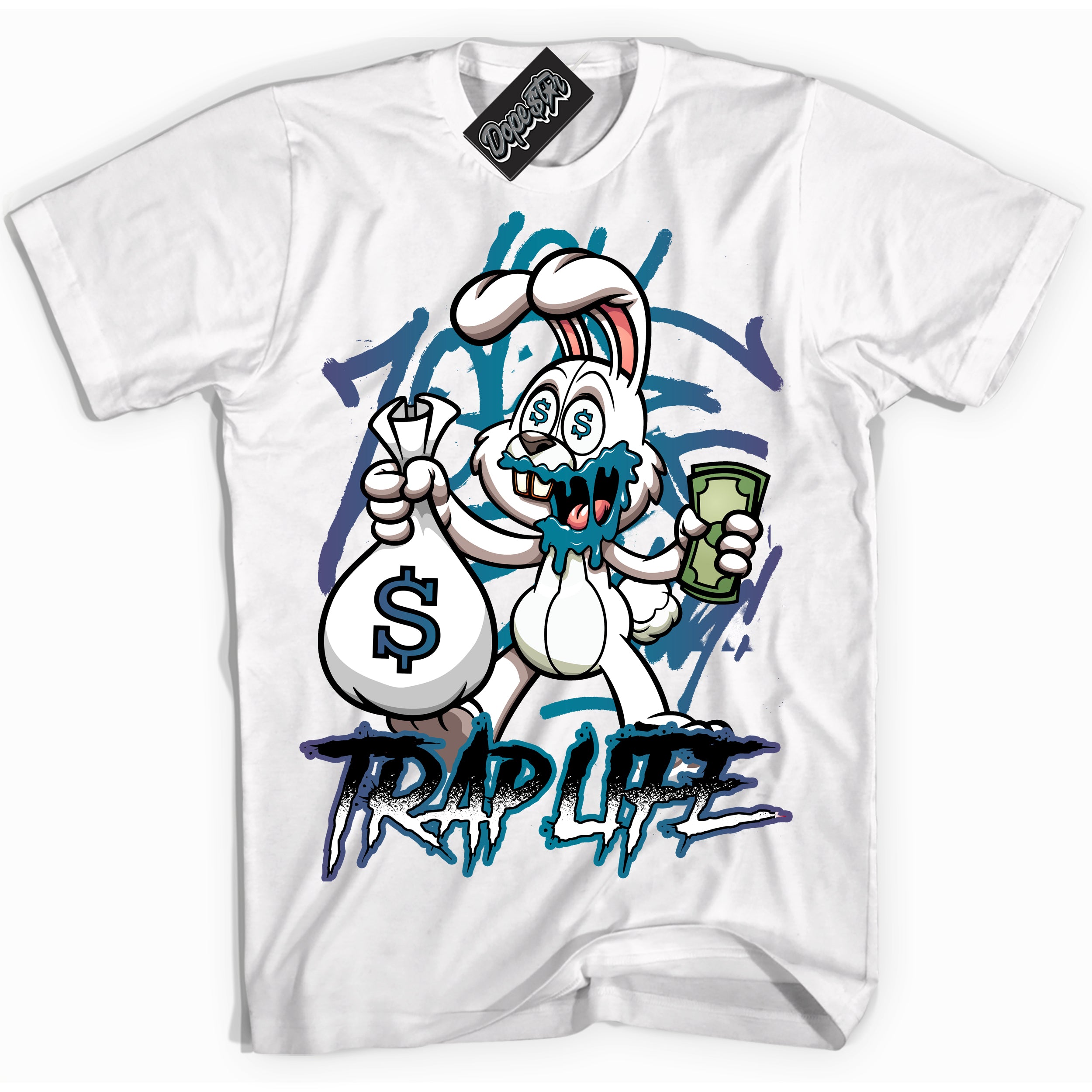 Cool White Shirt with “ Trap Rabbit” design that perfectly matches Love Letter 14s Sneakers.