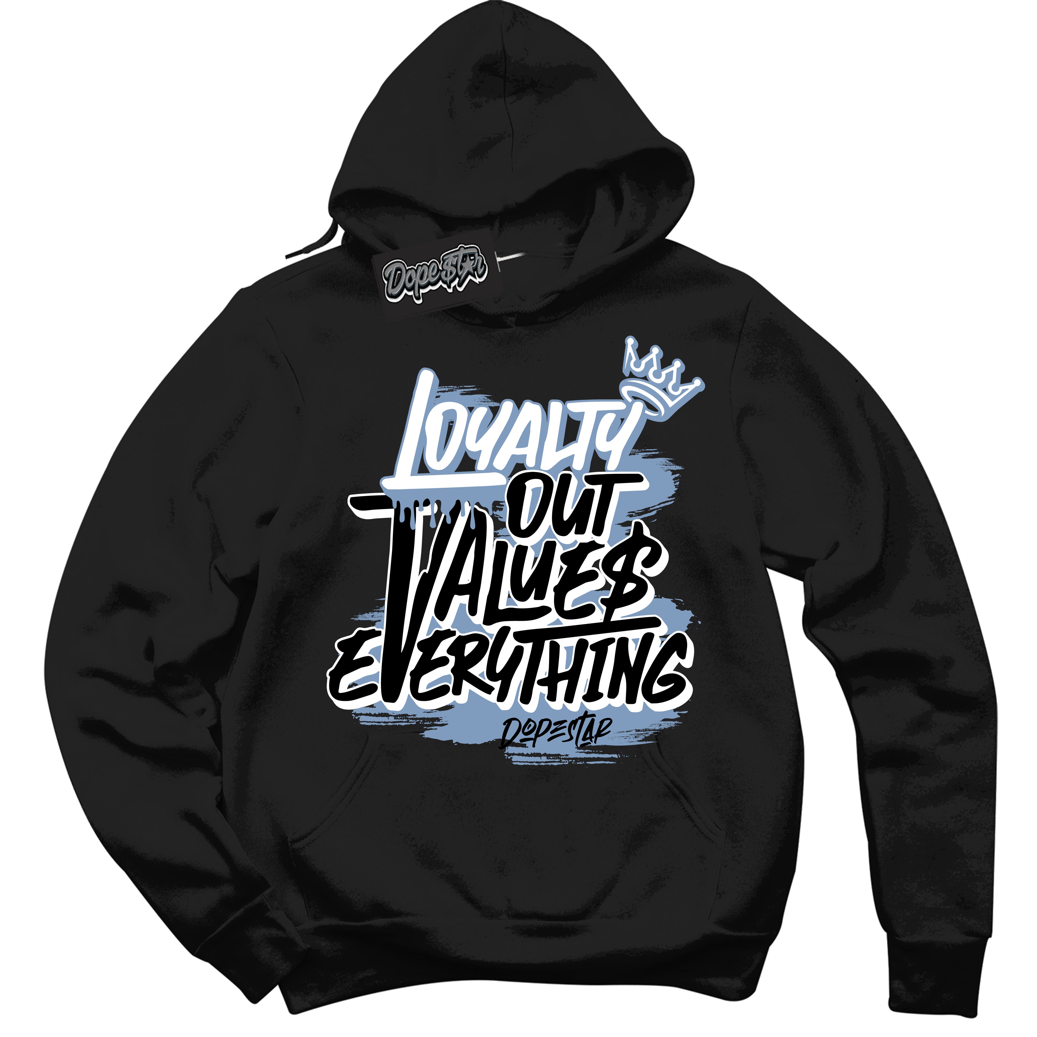 Cool Black Hoodie with “ Loyalty Out Values Everything ”  design that Perfectly Matches  Concord 1s Sneakers.