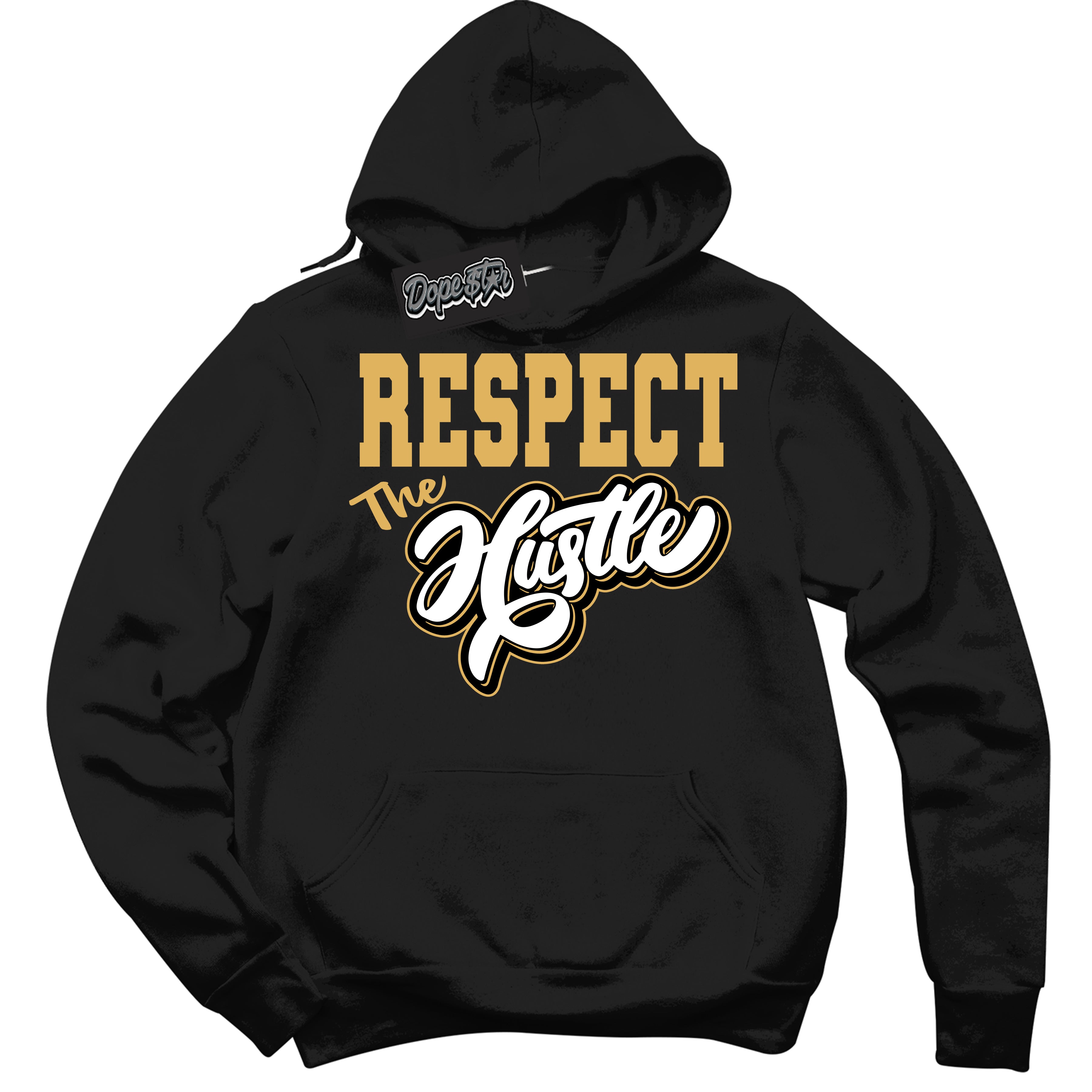 Cool Black Hoodie with “ Medusa ”  design that Perfectly Matches Gold Swoosh 1s Sneakers.