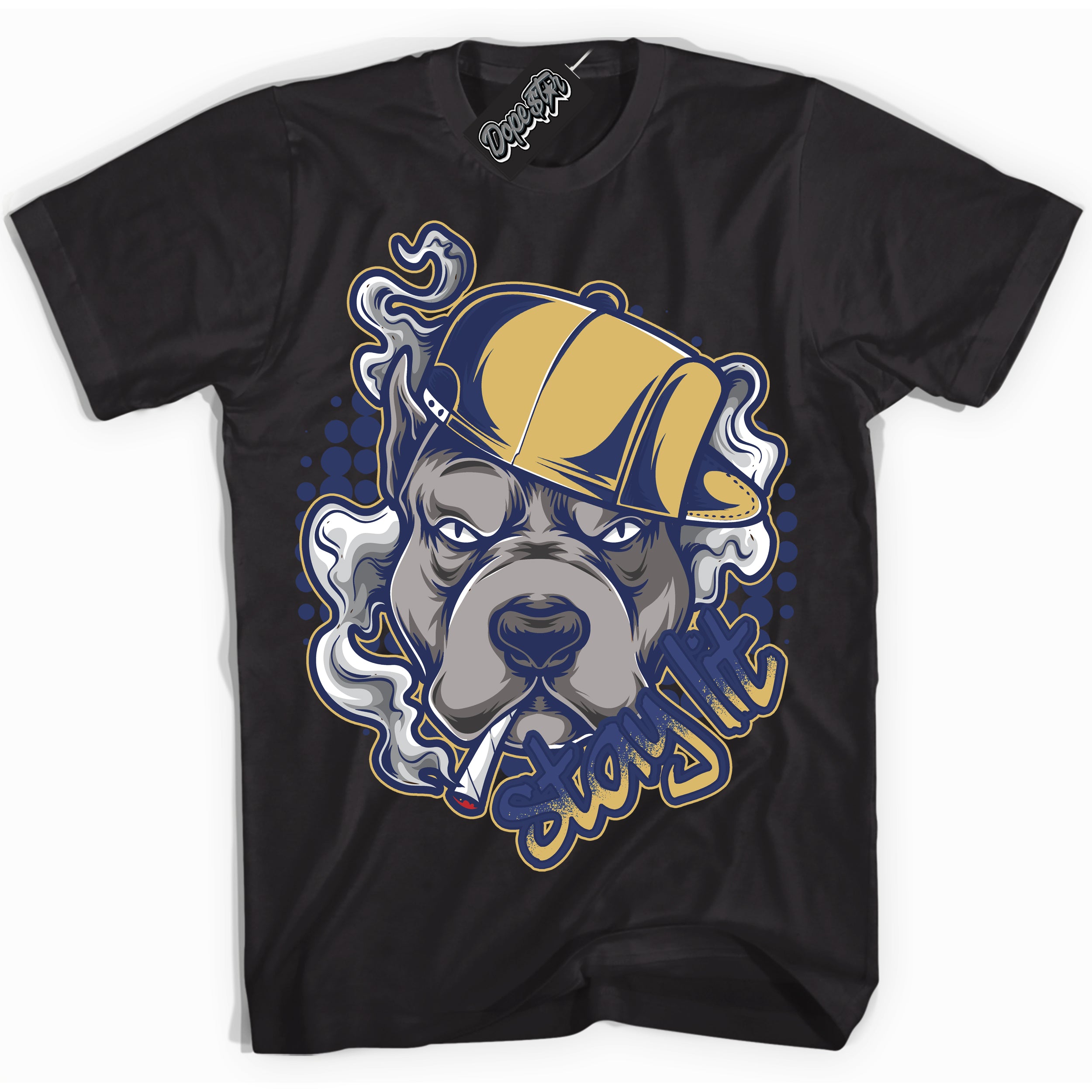 AJ1 Low Method of Make Midnight Navy Metallic Gold ‘Stay Lit – Black Streetwear T-Shirt | Sneaker Matching shirt for AJ1 Low Method of Make Midnight Navy Metallic Gold | Graphic Tee for Men & Women Streetwear by Sneaker Shirts Outlet.