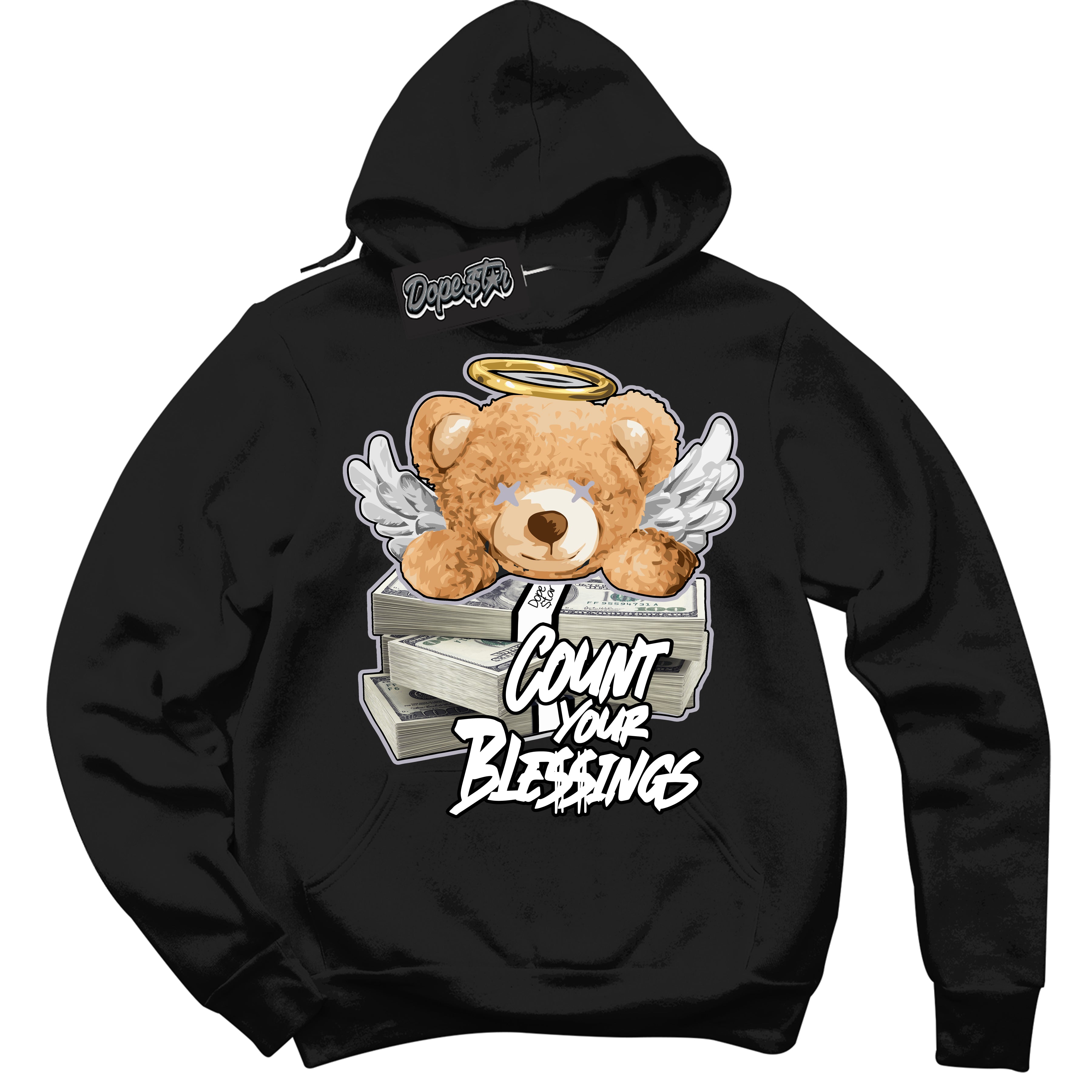 Cool Black Hoodie with “ Count Your Blessings ”  design that Perfectly Matches OG Barons 1s Jordans.