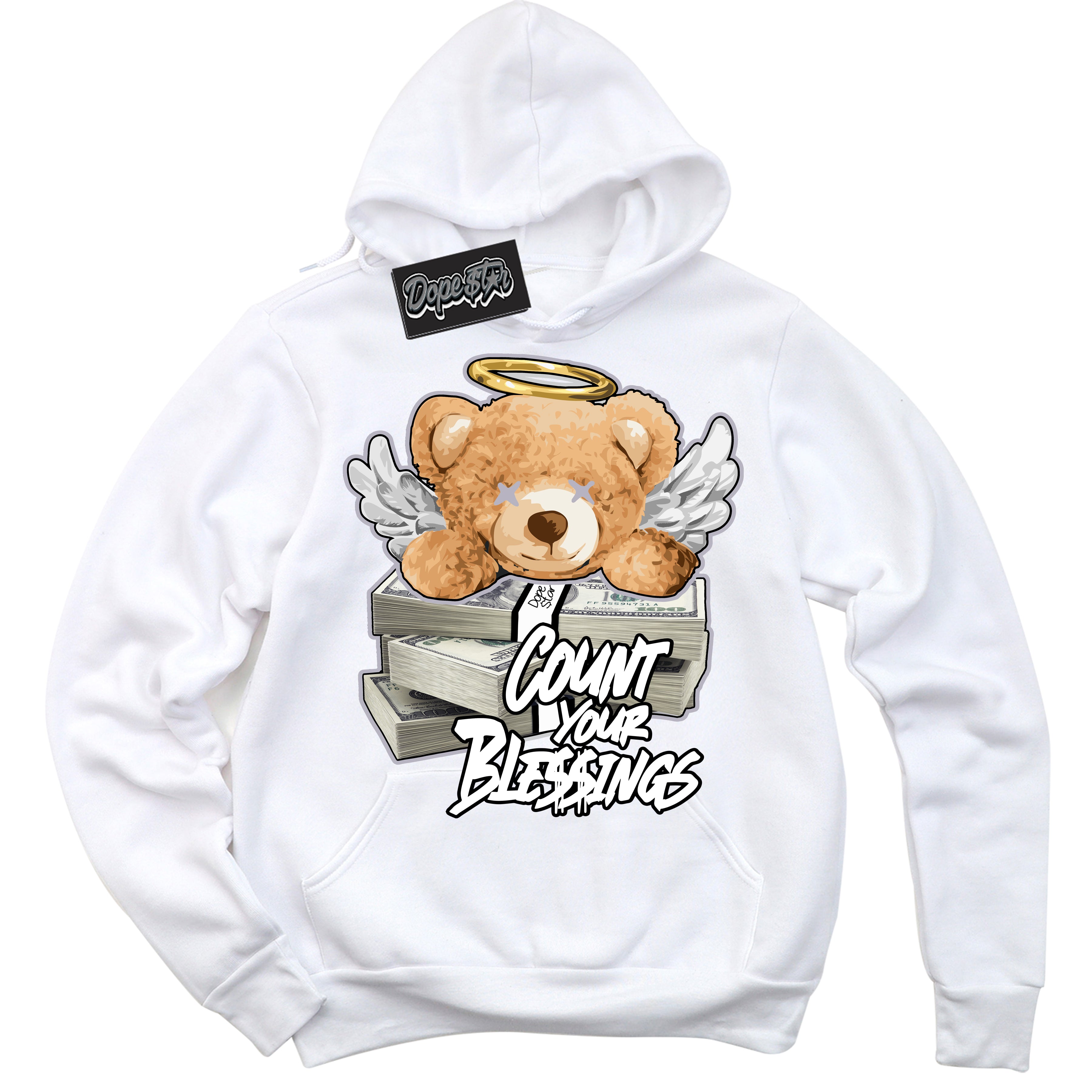 Cool White Hoodie with “ Count Your Blessings ”  design that Perfectly Matches OG Barons 1s Jordans.