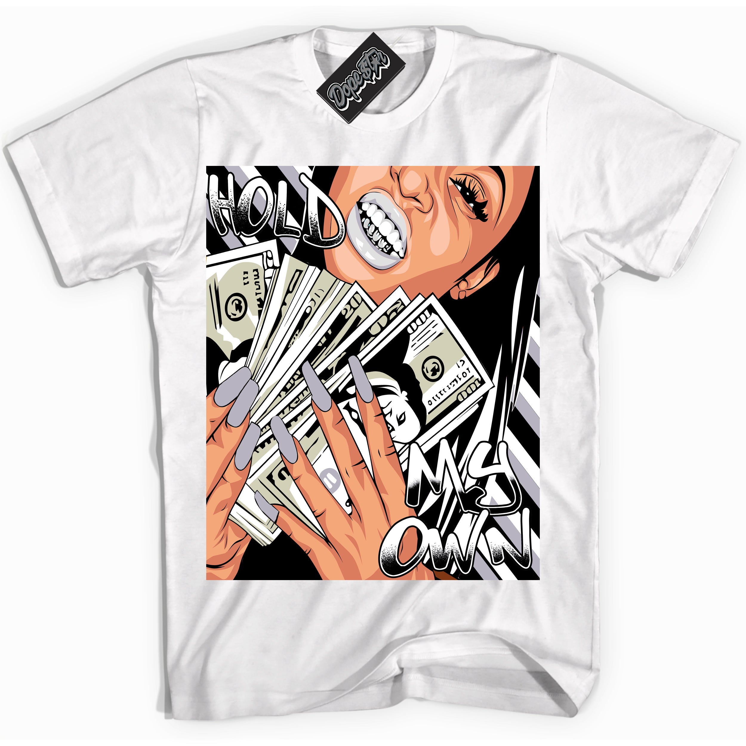 Cool White Shirt with “ Hold My Own ” design that perfectly matches OG Barons 1s Jordans.